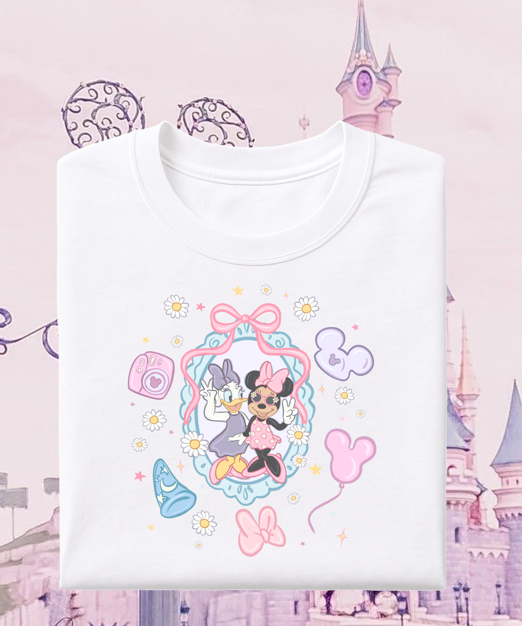 Daisy & Minnie Frame - Tshirt/Sweatshirt - White/Pink