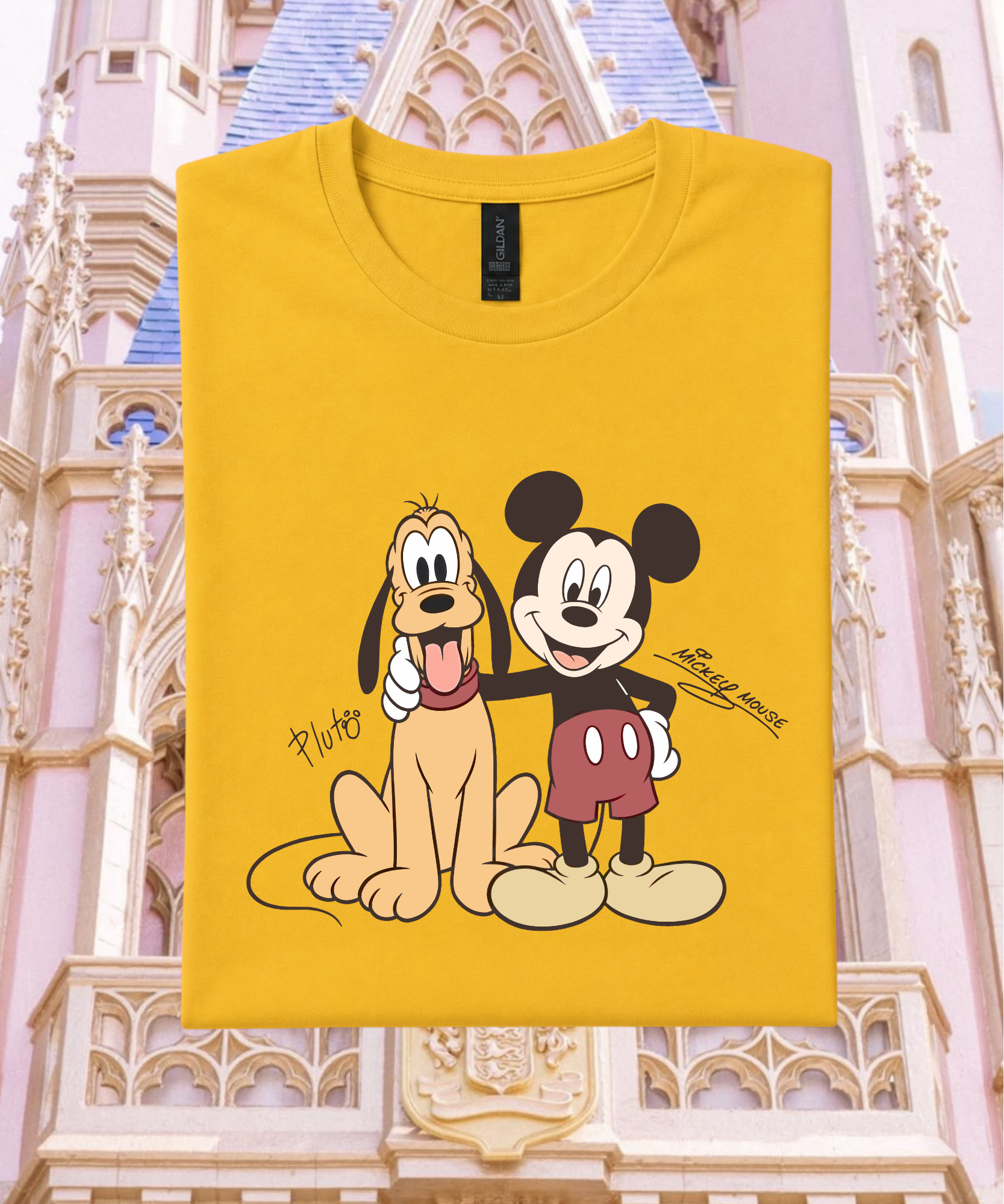 Pluto & Mickey - Tshirt - White/Pink/Blue/Daisy Yellow