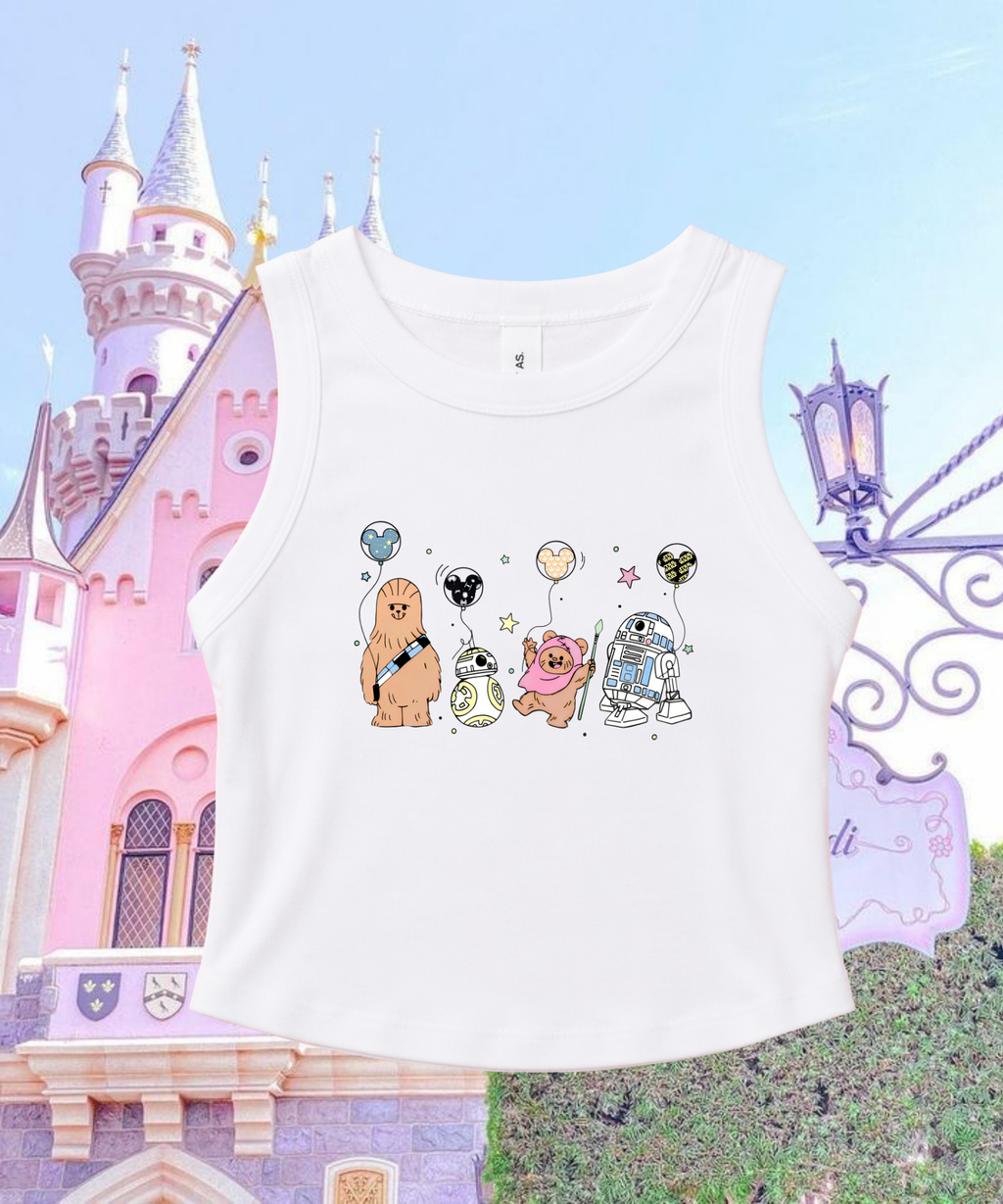 Chewie & Friends - Cropped Tee/Cropped Vest - White