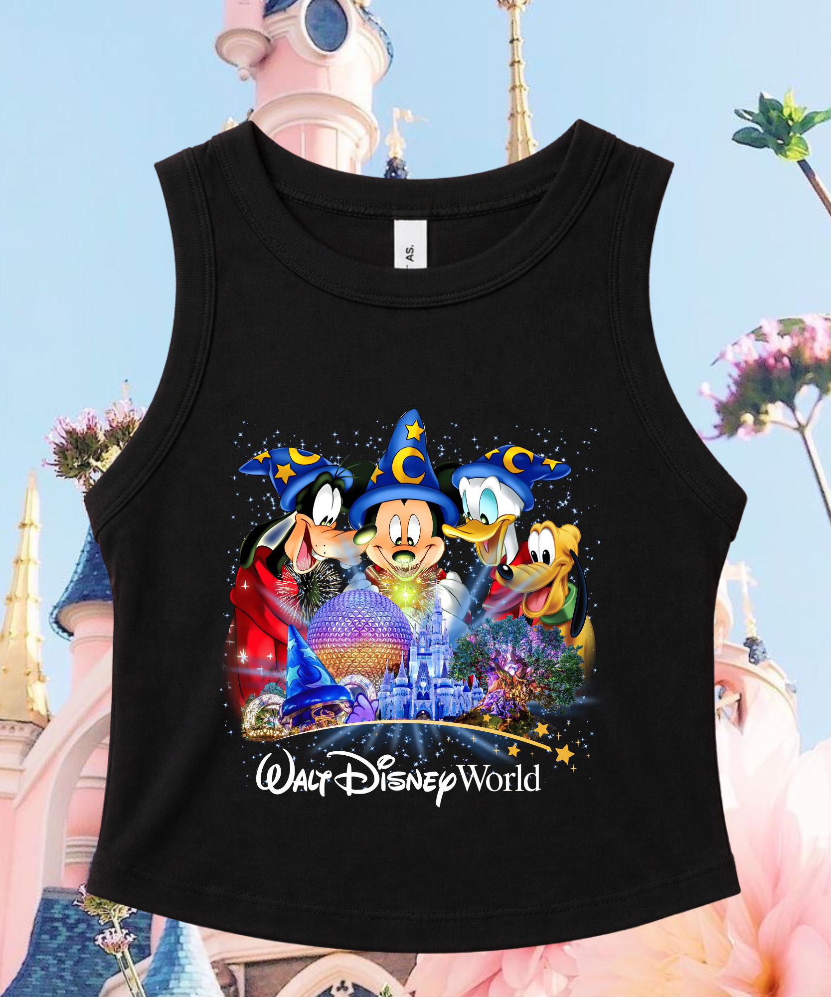 WDW Mouse & Friends Hats - Cropped Tee/Cropped Vest - Black