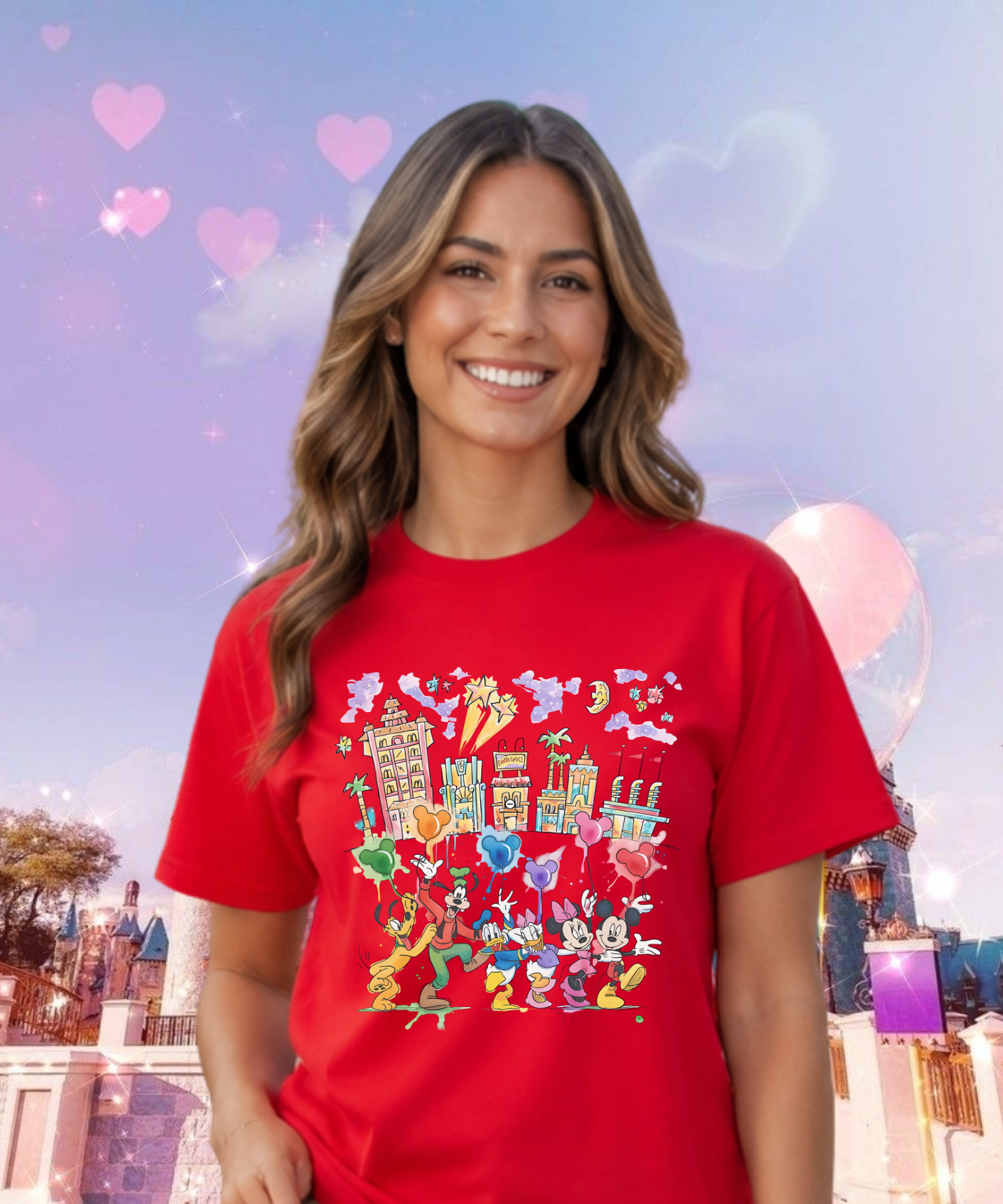 Mickey & Friends Studios - Tshirt - White/Pink/Red