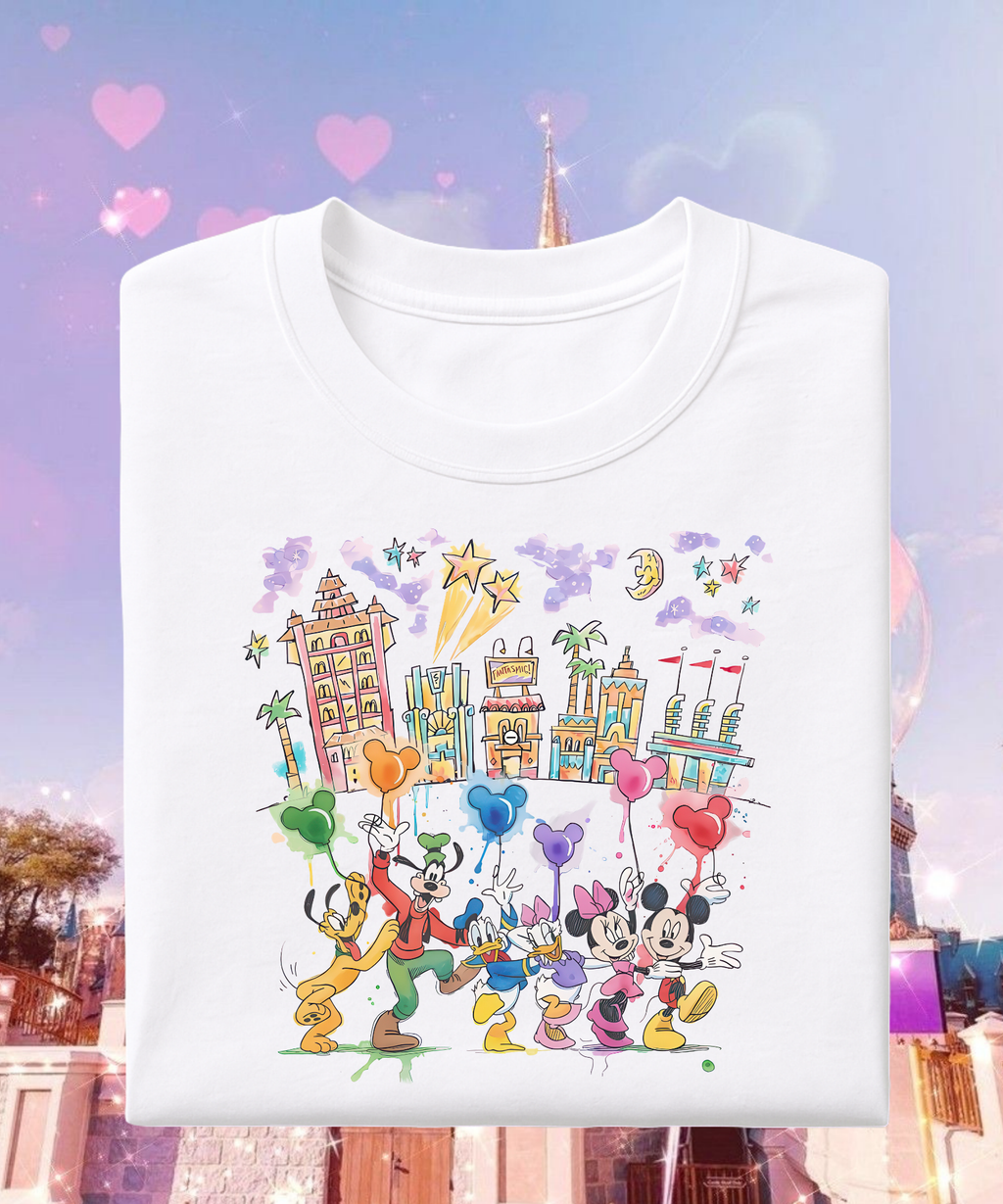 Mickey & Friends Studios - Tshirt - White/Pink/Red