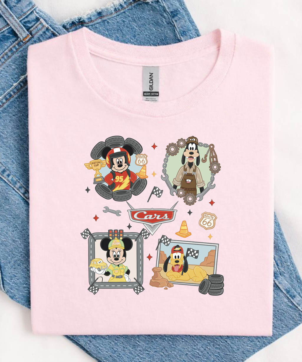 Mouse & Friends Cars - Tshirt/Sweatshirt - White/Pink
