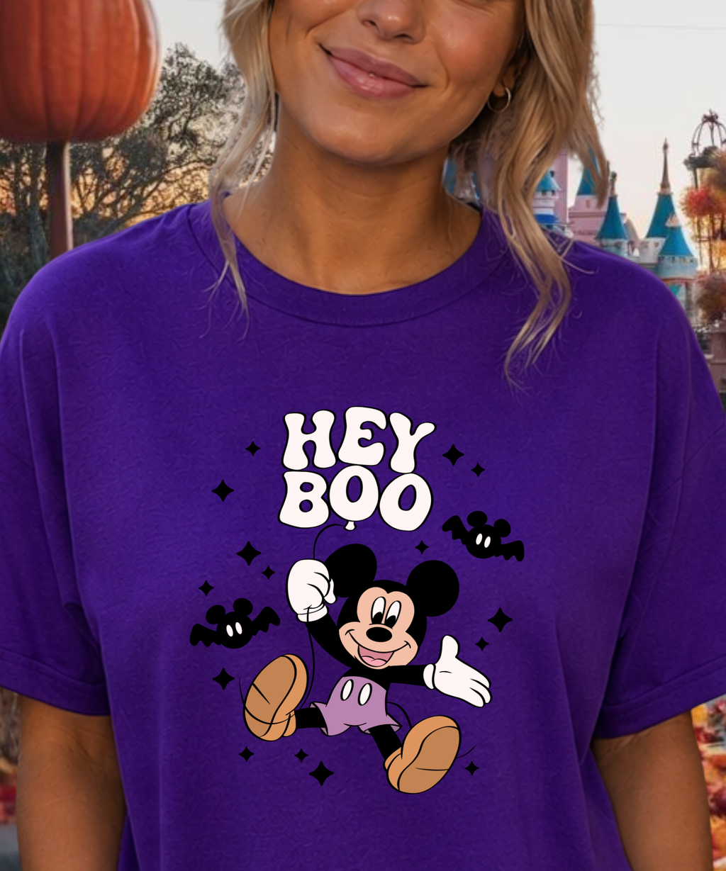 Hey Boo Mickey Halloween - Tshirt - White/Pink/Purple/Red