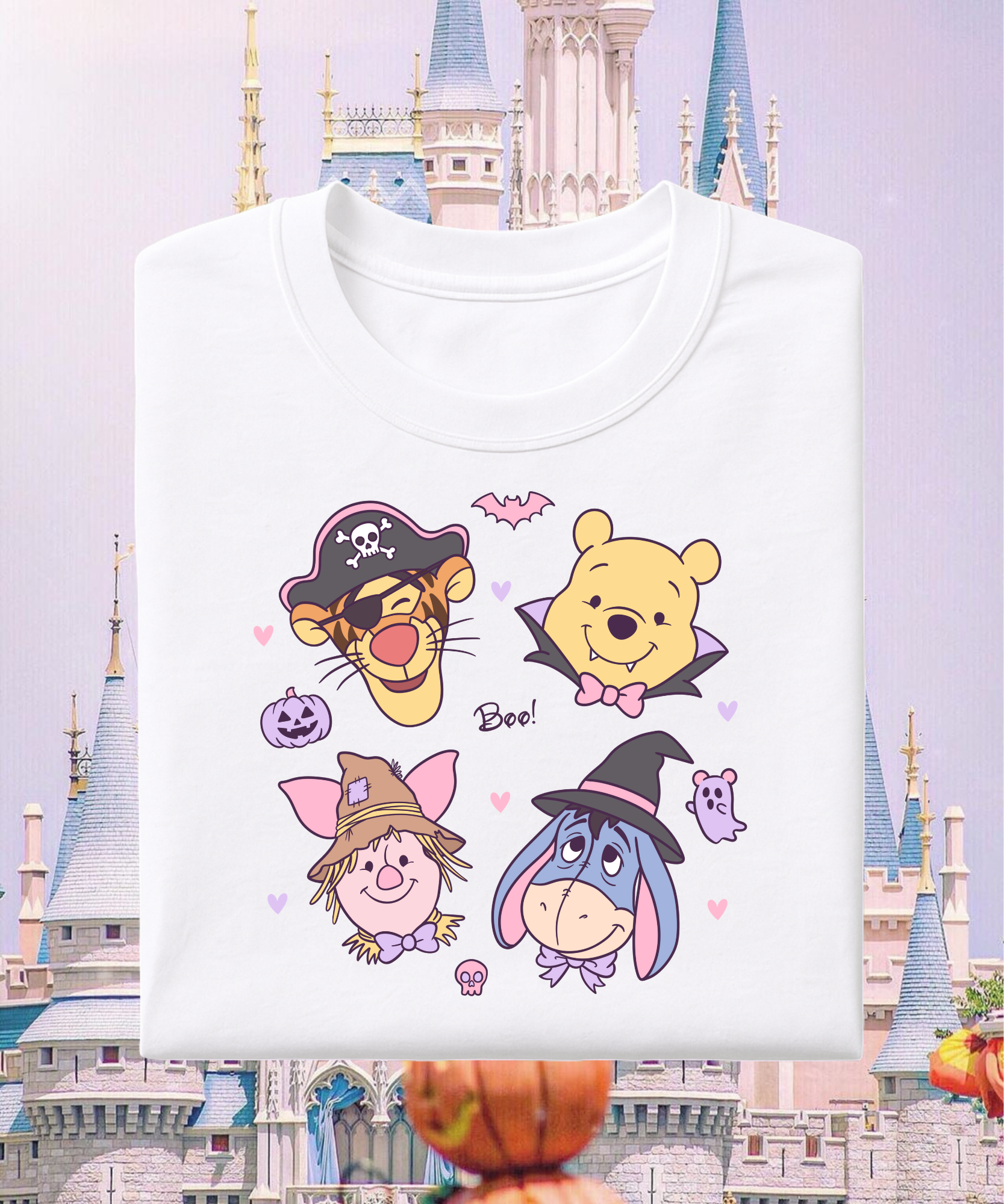 Pooh & Friends Cute Halloween - Tshirt/Sweatshirt - White/Pink/Black