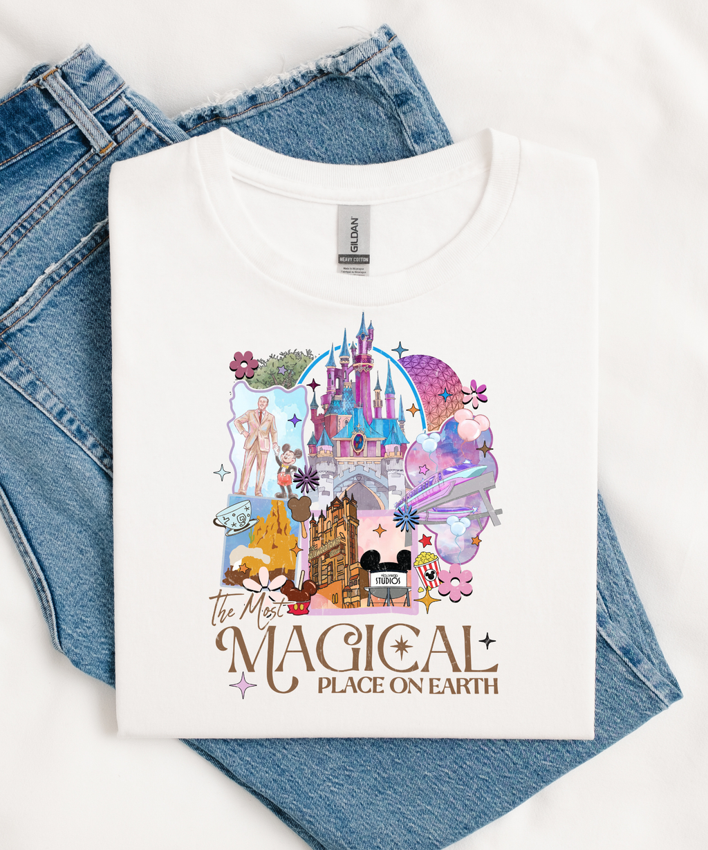 Magical Place - Tshirt - White/Pink/Blue