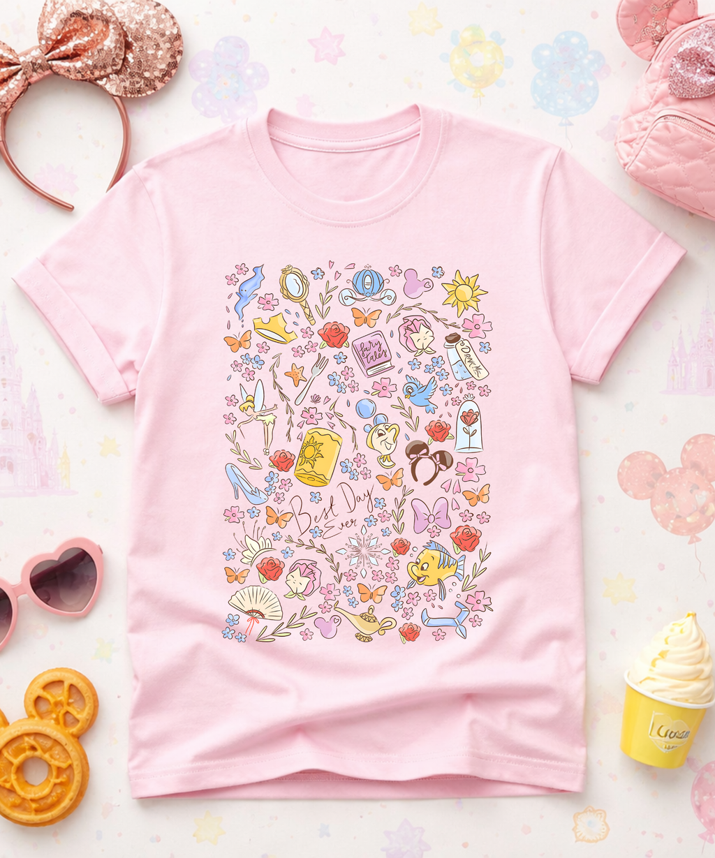 Princess Best Day Ever - Tshirt - Pink/White