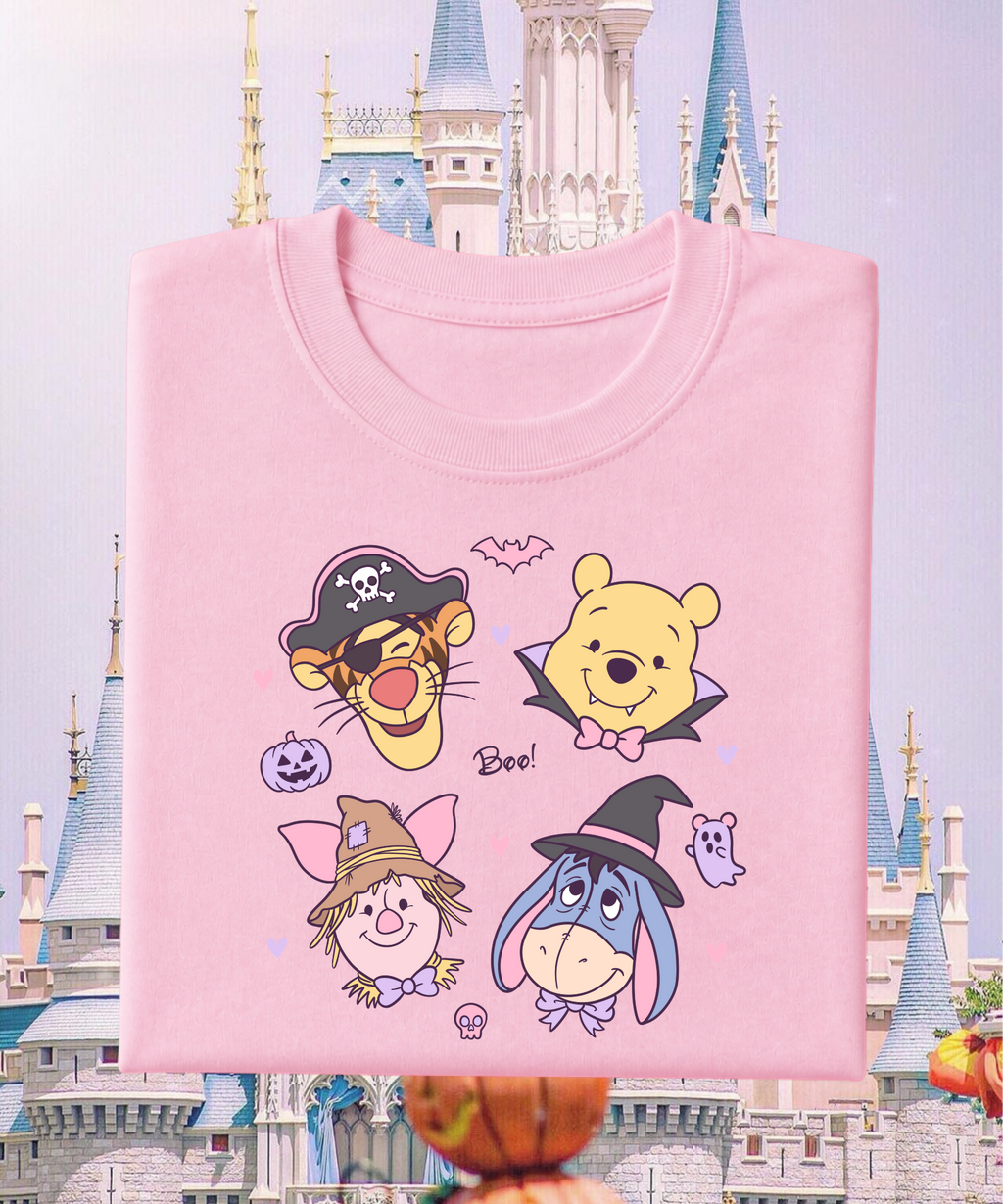 Pooh & Friends Cute Halloween - Tshirt/Sweatshirt - White/Pink/Black