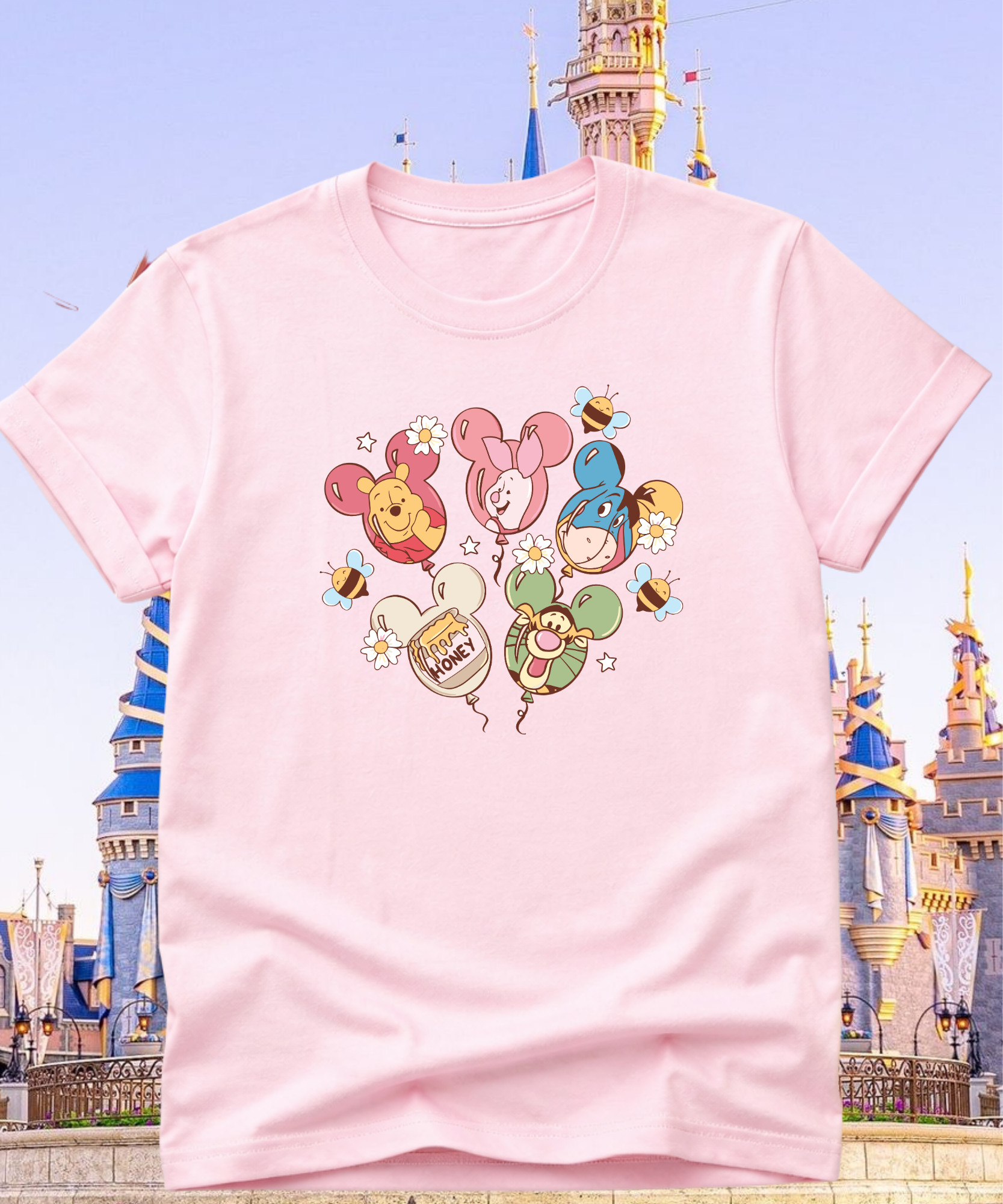 Pooh Balloons - Tshirt/Sweatshirt - White/Pink/Pink