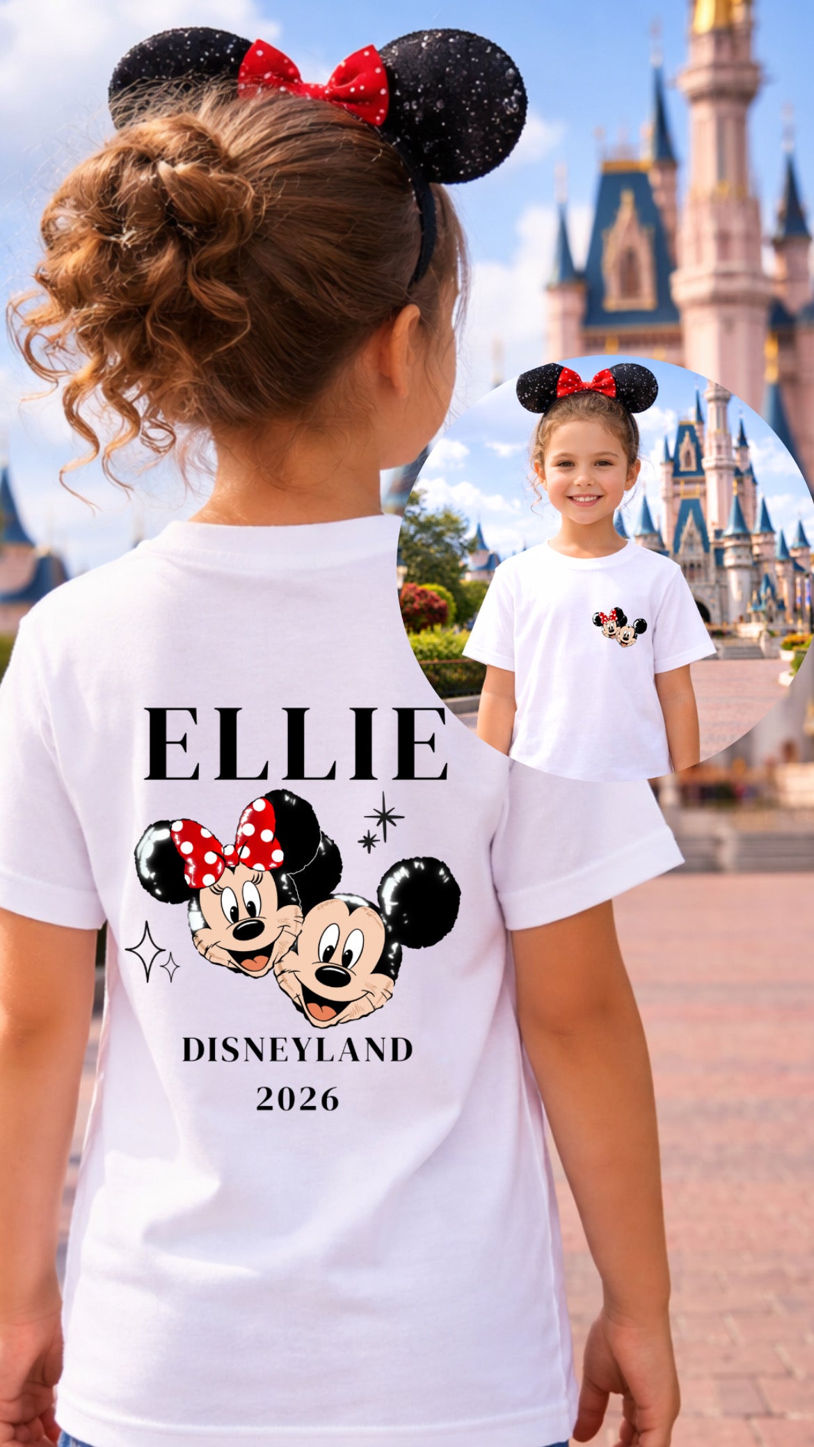 Personalised WDW/DL - Double Sided - Tshirt/Sweatshirt - White/Blue/Pink