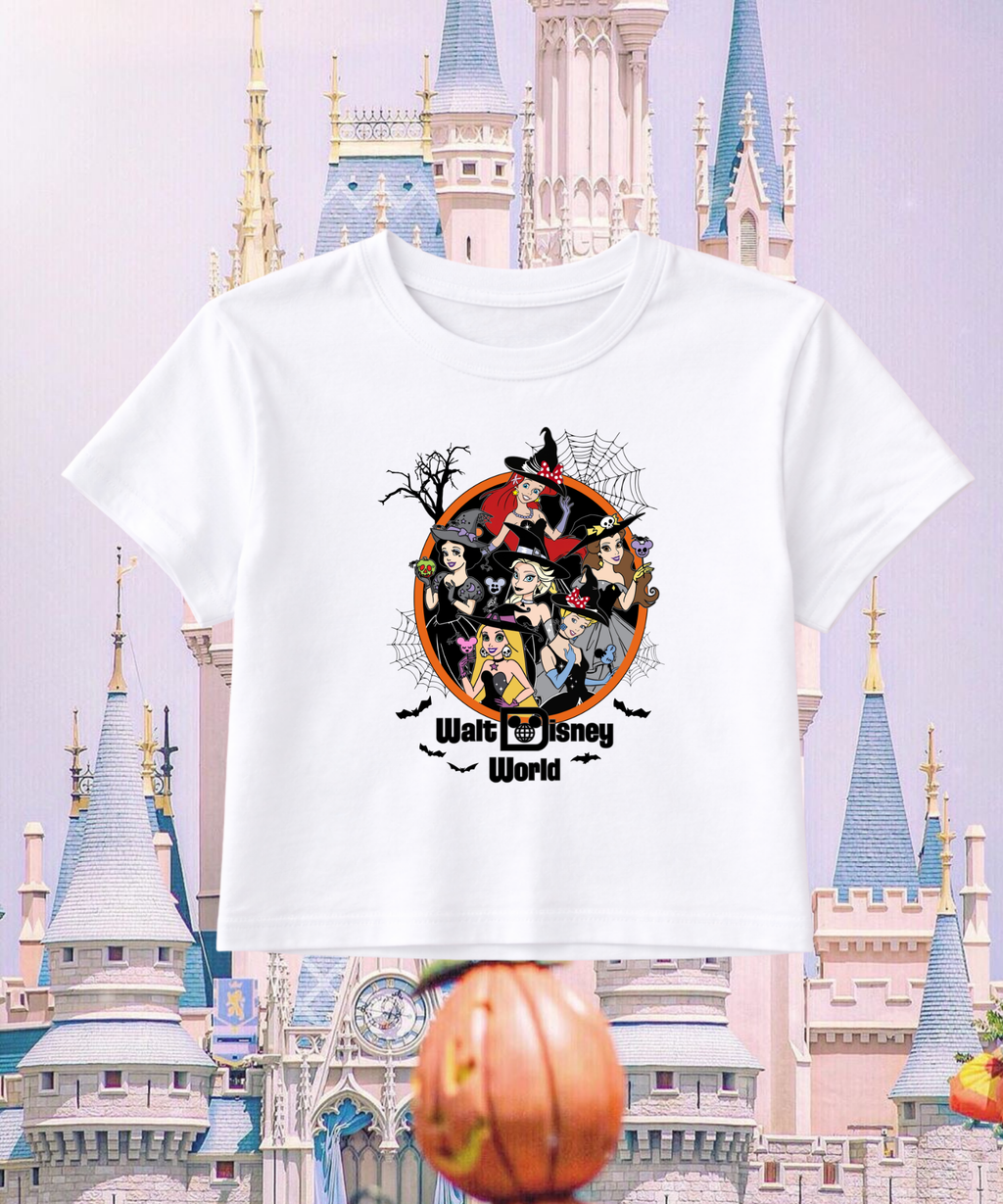 Princess Halloween - Cropped Tee/Spaghetti Strap Tank Top - White