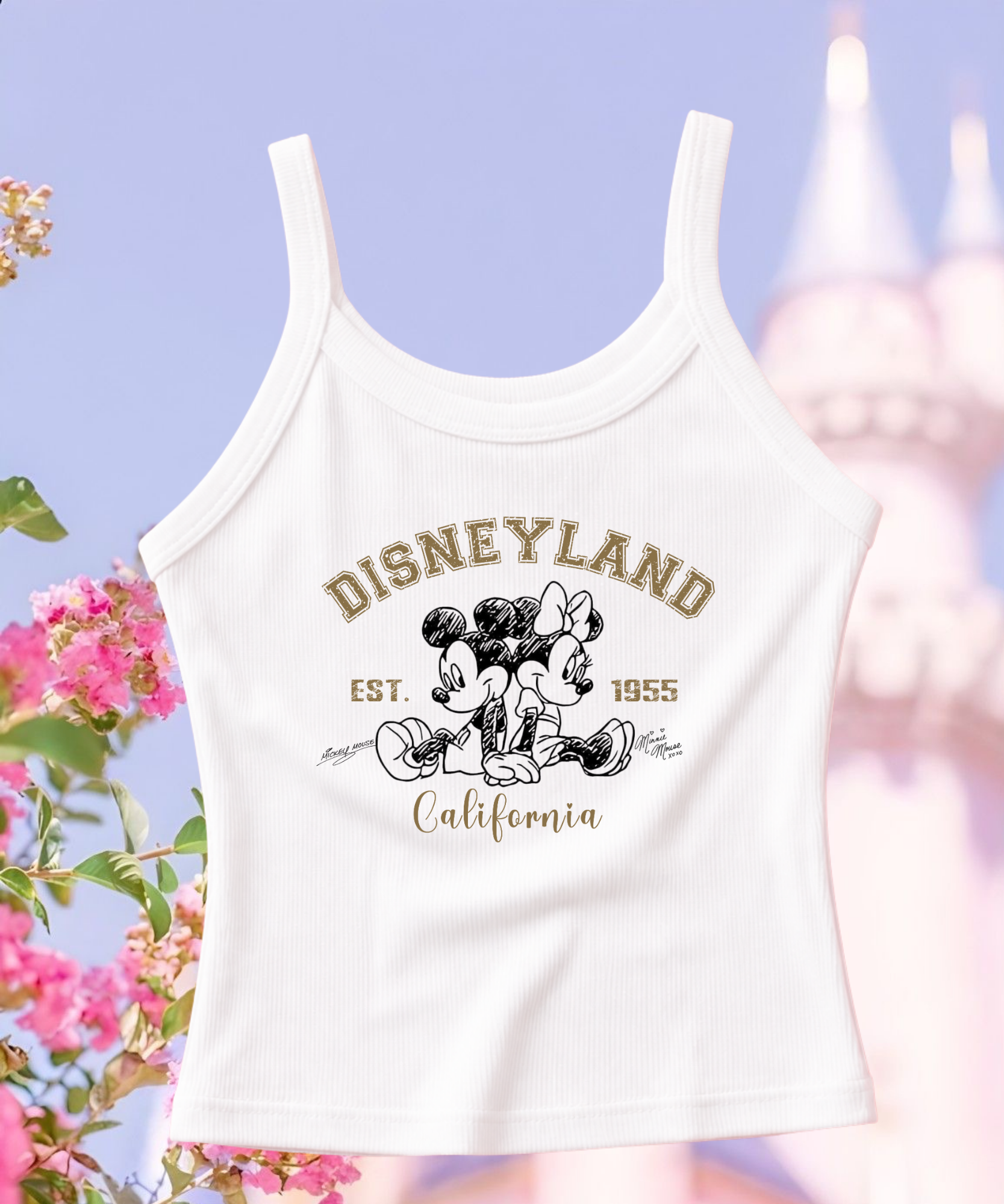 California Mouse - Cropped Tee/Cropped Vest/Spaghetti Strap Tank Top - White