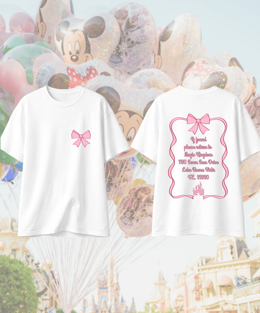 If Found Please Return To MK Exclusive - Double Sided Tshirt - White/Pink