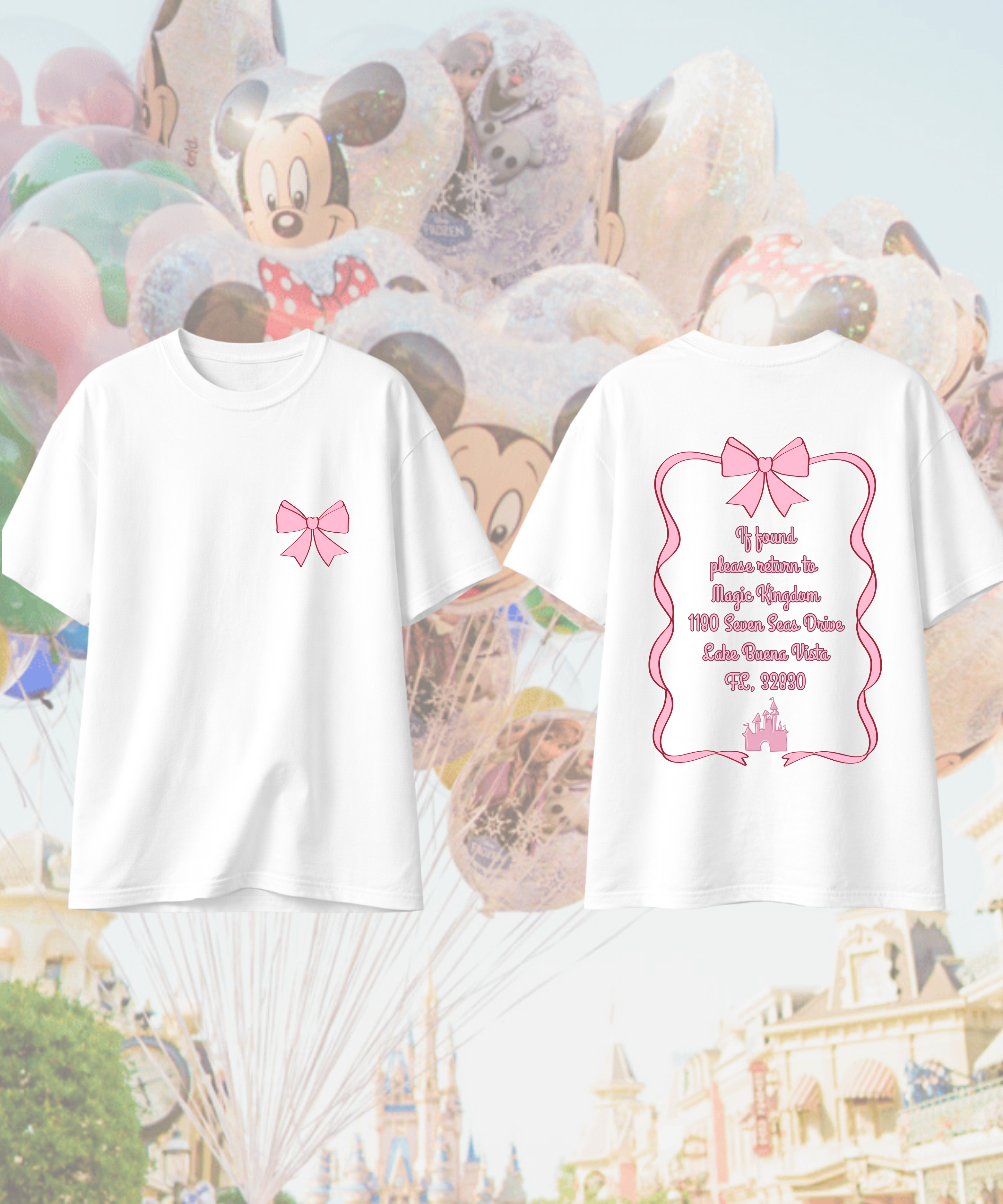 If Found Please Return To MK Exclusive - Double Sided Tshirt - White/Pink