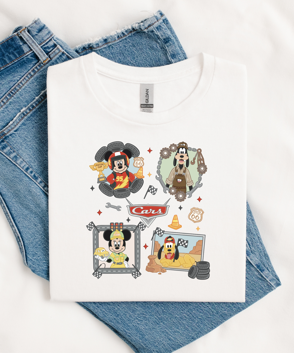 Mouse & Friends Cars - Tshirt/Sweatshirt - White/Pink