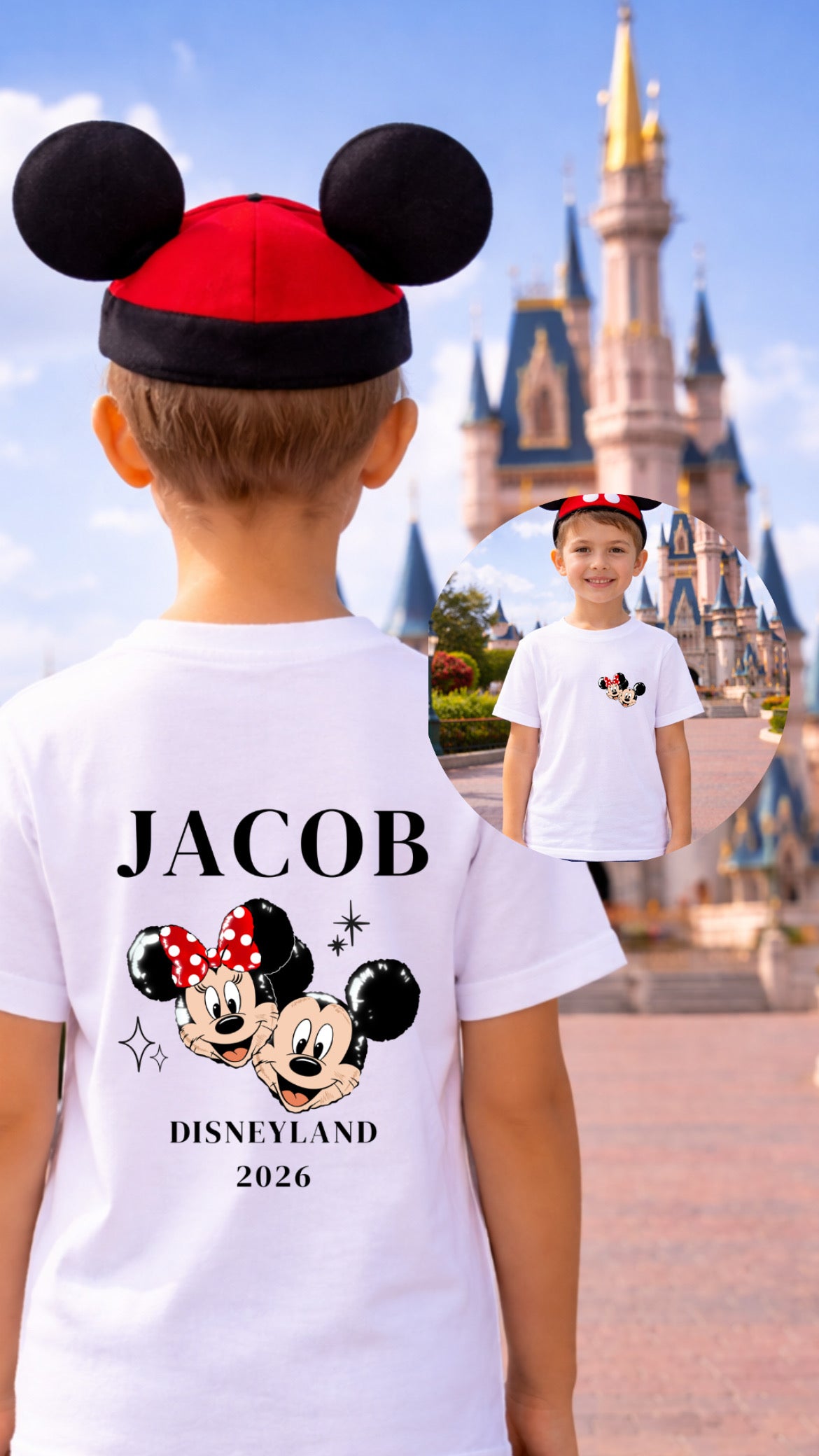 Personalised WDW/DL - Double Sided - Tshirt/Sweatshirt - White/Blue/Pink