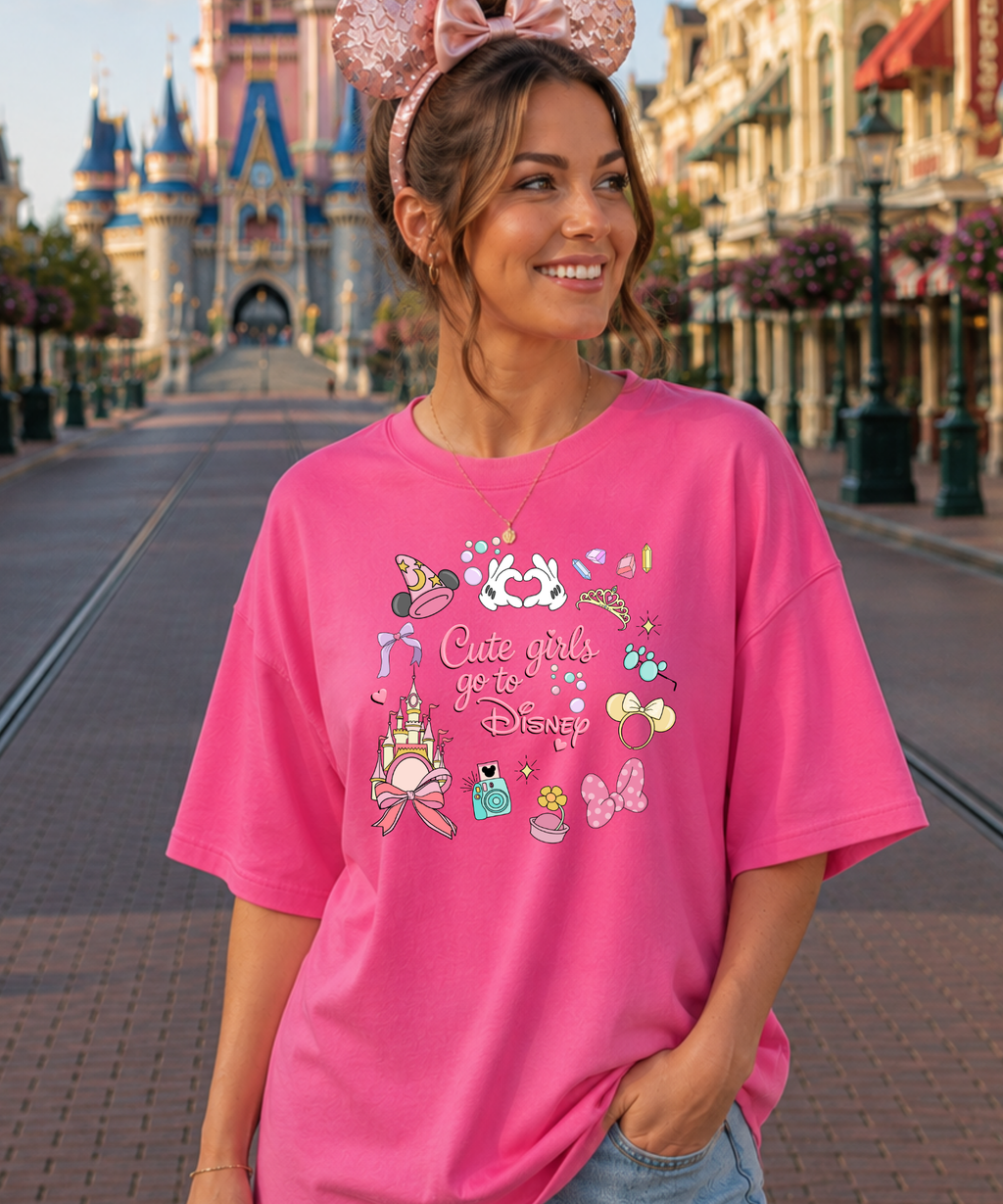 Cute Girls Go To DNY Exclusive - Tshirt/Sweatshirt - White/Pink Lemonade/Black
