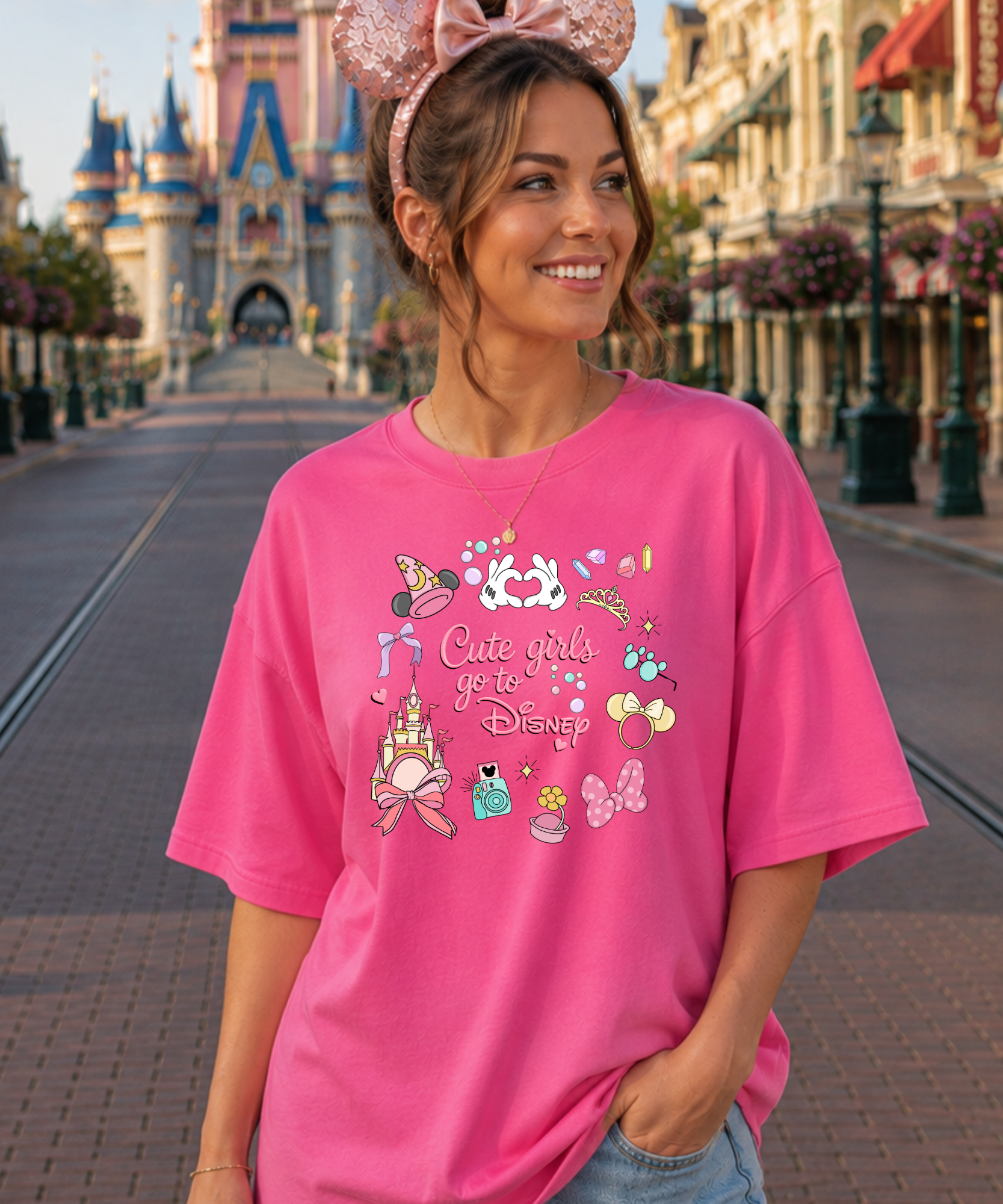 Cute Girls Go To DNY Exclusive - Tshirt/Sweatshirt - White/Pink Lemonade/Black