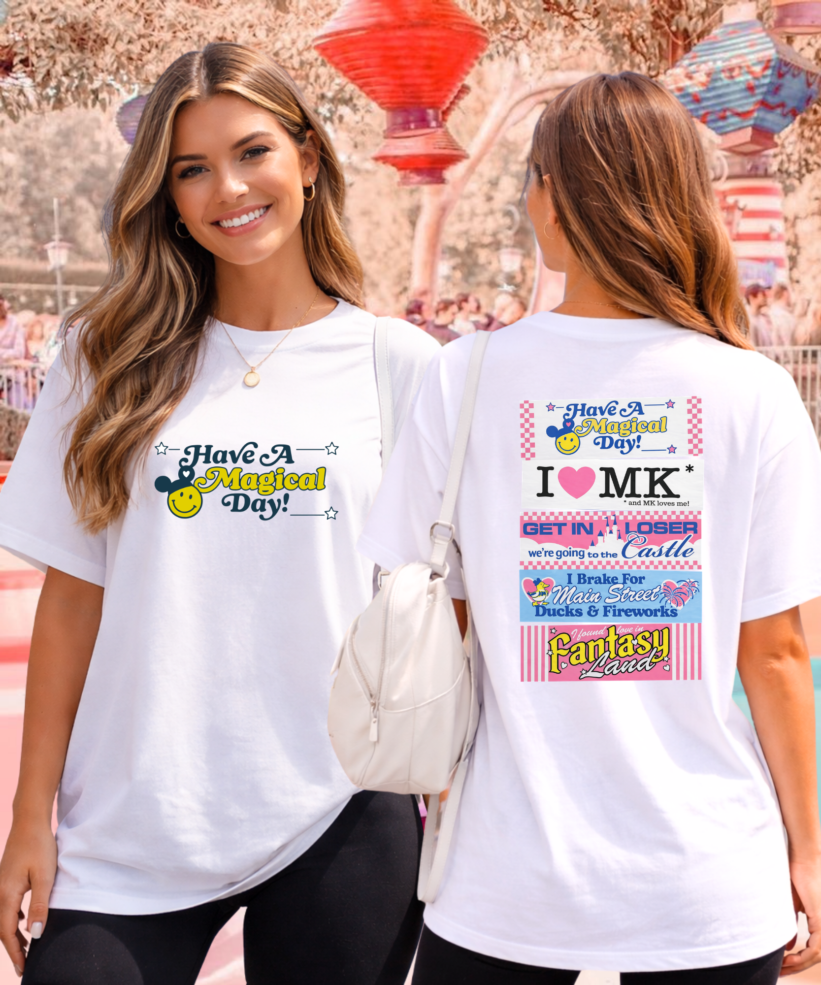 Have A Magical Day - Double Sided Tshirt - White/Pink