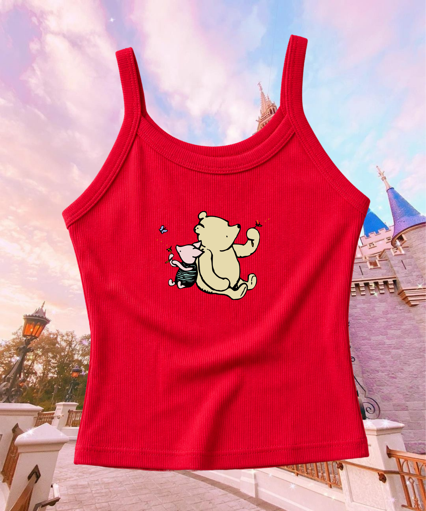 Pooh & Piglet Spaghetti Strap Tank Top - Red/White