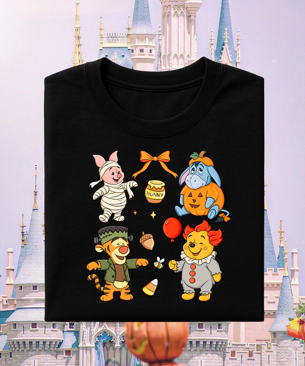 Pooh & Friends Spooky Halloween - Cropped Tee/Cropped Vest - White/Black