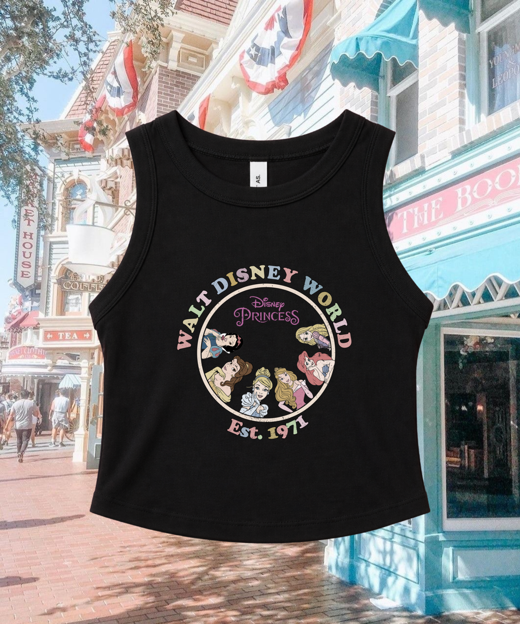 WDW Princess - Cropped Tee/Cropped Vest - Black/White
