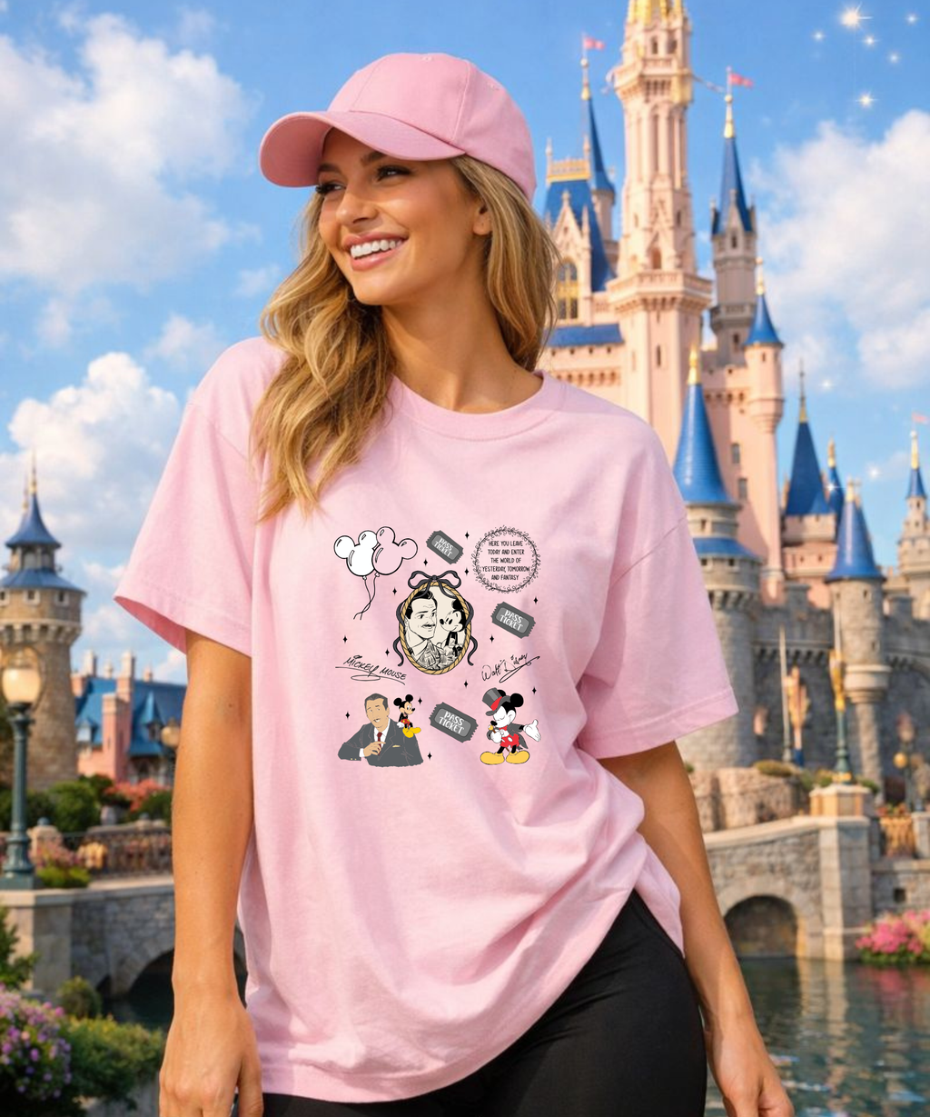 Walt & Mickey Coquette - Tshirt - Pink/White/Blue