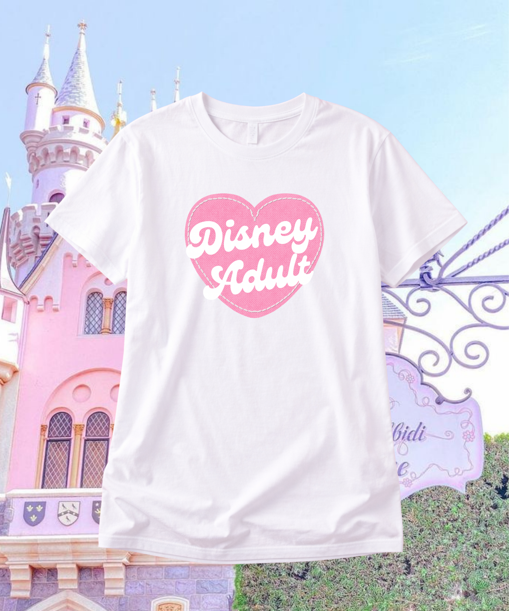 DNY Adult Denim Heart - Tshirt/Sweatshirt - White/Pink