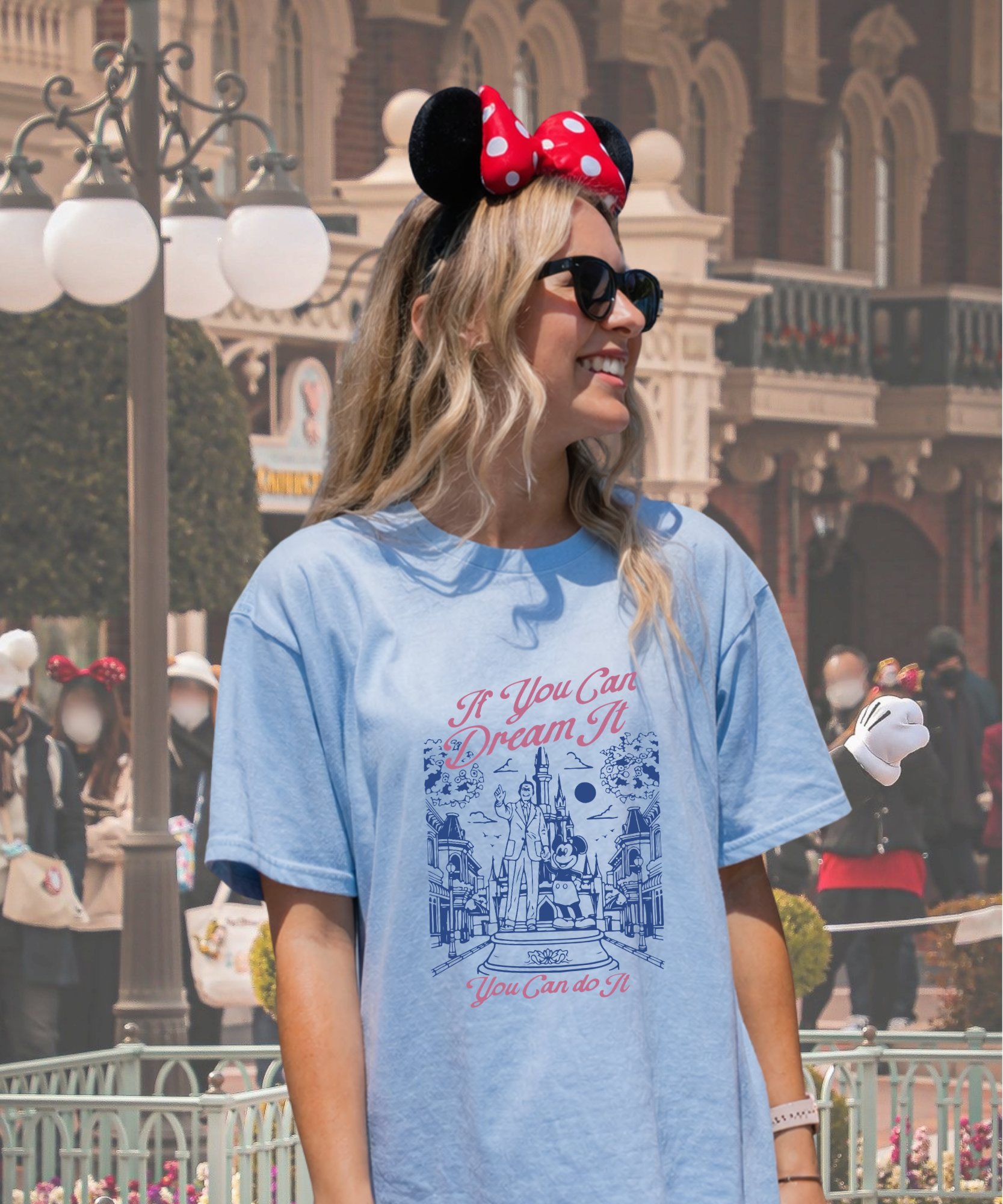Mouse & Walt If You Can Dream It - Tshirt/Sweatshirt - White/Pink/Blue