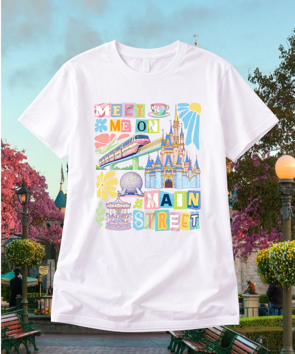 Main Street Pastels - Tshirt - White/Pink/Blue/Black