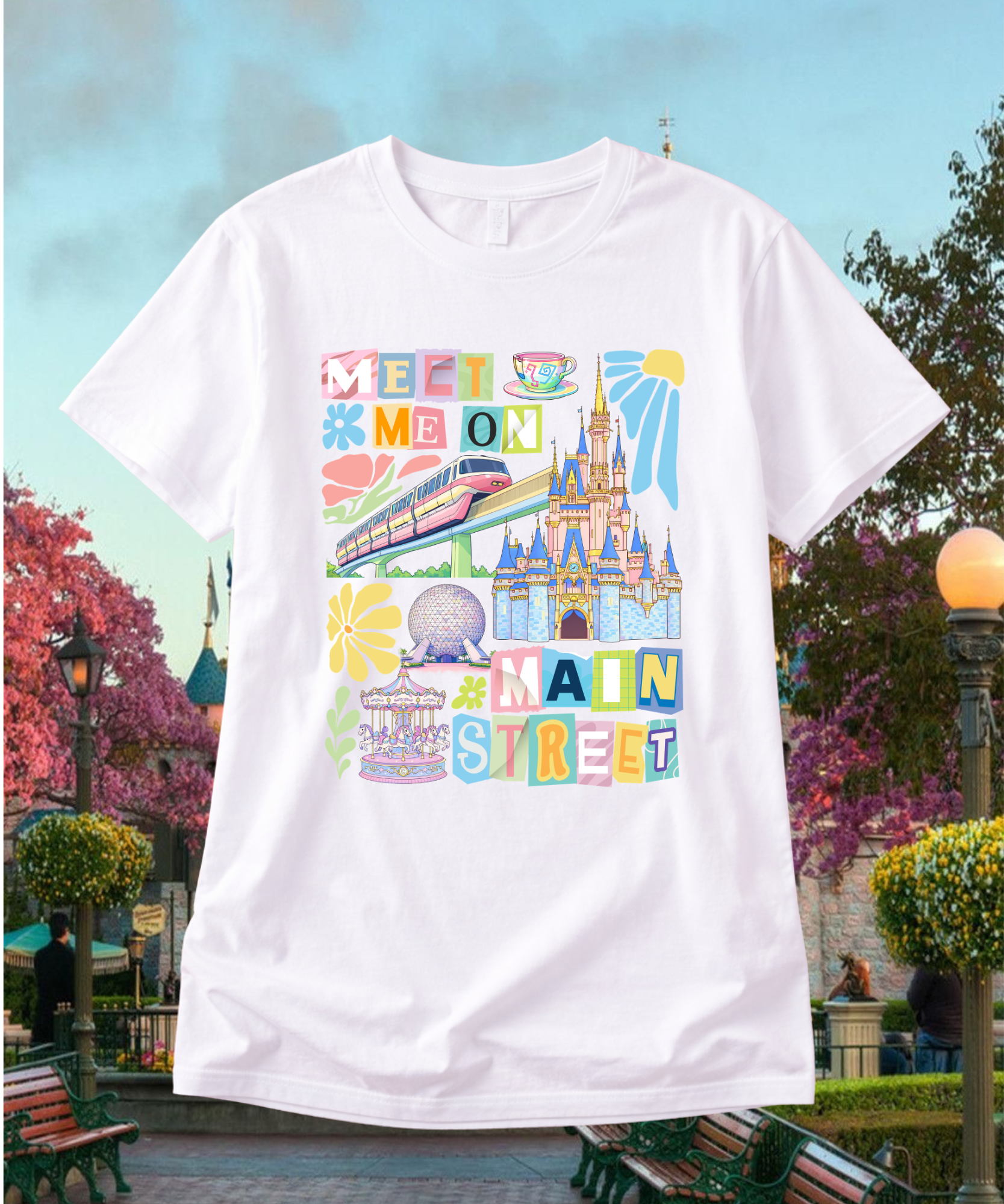 Main Street Pastels - Tshirt - White/Pink/Blue/Black