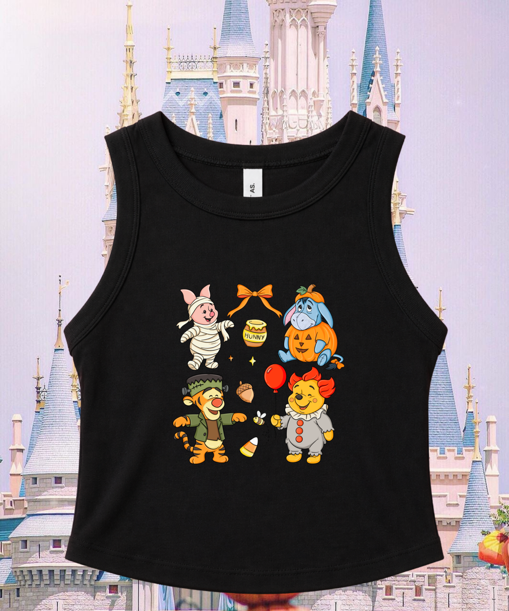 Pooh & Friends Spooky Halloween - Cropped Tee/Cropped Vest - White/Black