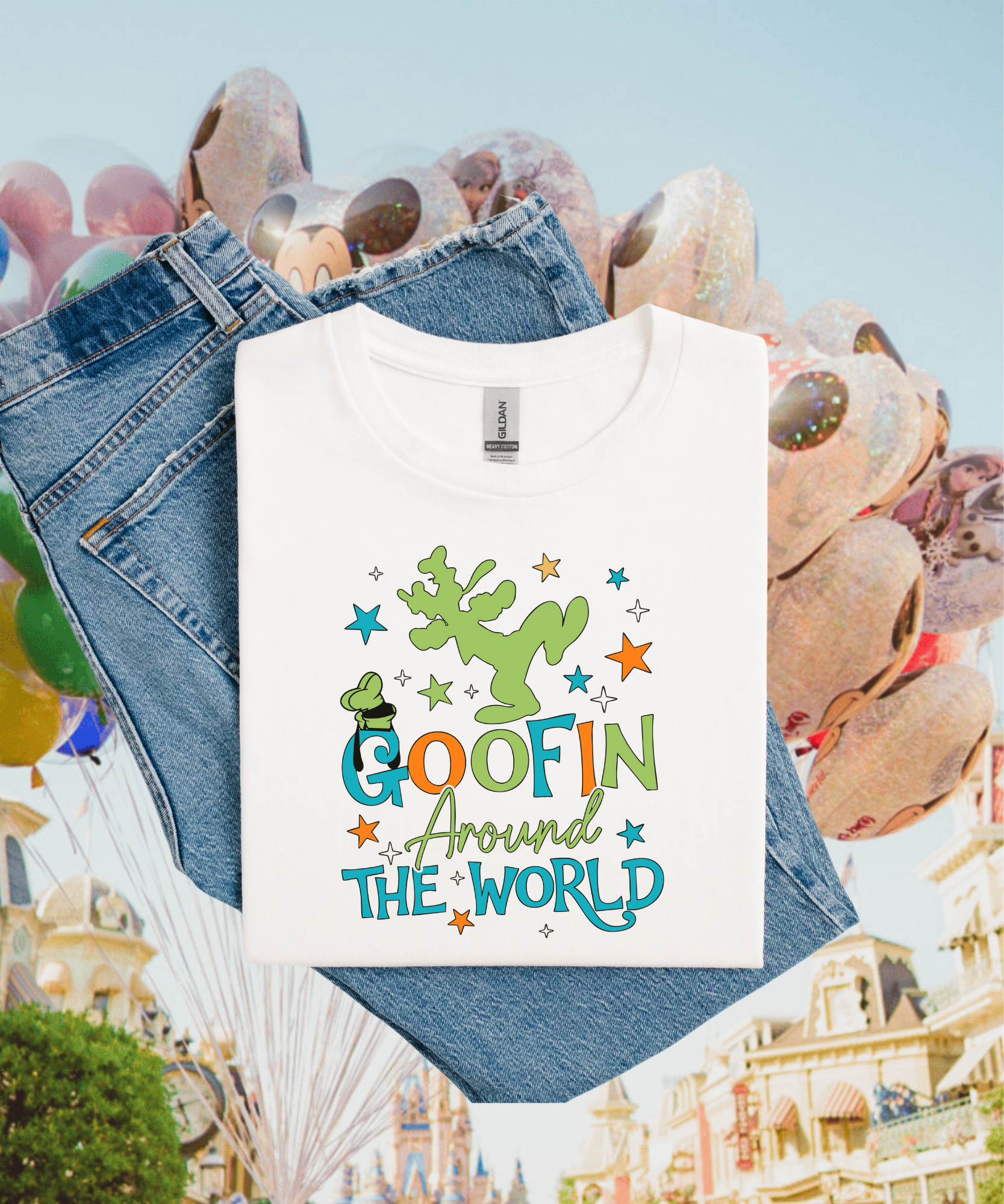 Goofin Around The World - Tshirt - White/Blue/Pink