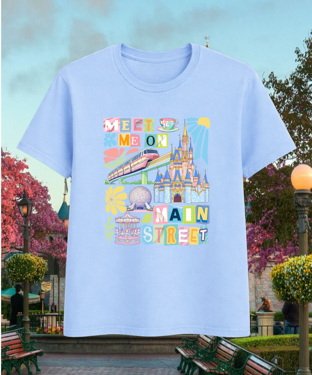 Main Street Pastels - Tshirt - White/Pink/Blue/Black
