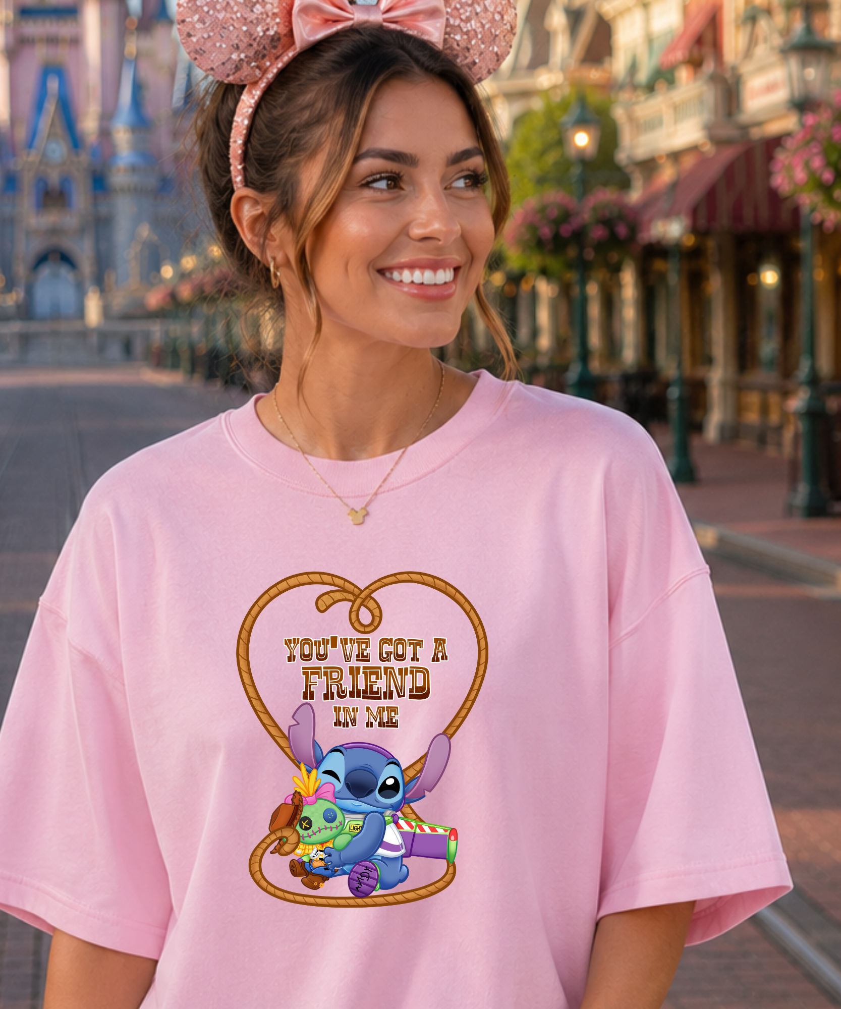 You’ve Got a Friend In Me Stitch - Tshirt - White/Blue/Pink/Red