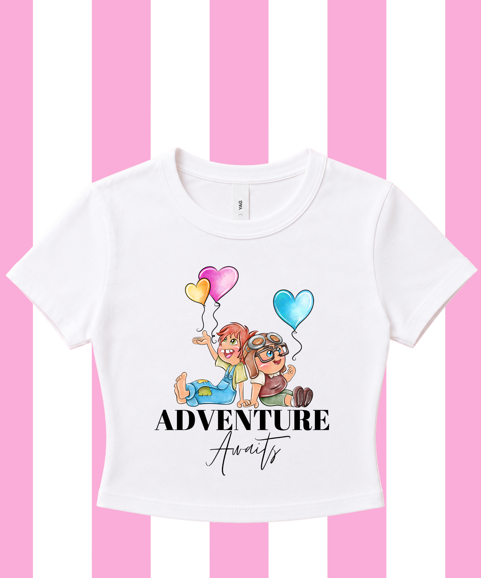 Adventure Awaits - Cropped Tee/Cropped Vest - White