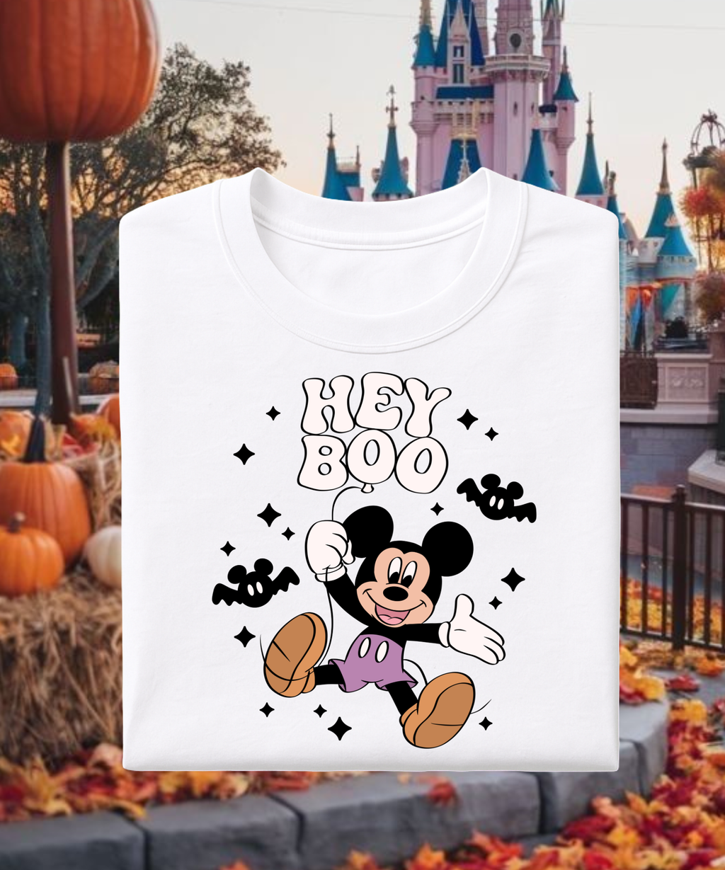 Hey Boo Mickey Halloween - Tshirt - White/Pink/Purple/Red