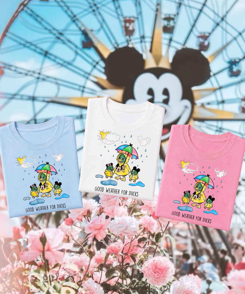 Good Weather For Ducks Exclusive - Tshirt/Sweatshirt - White/Pink/Blue