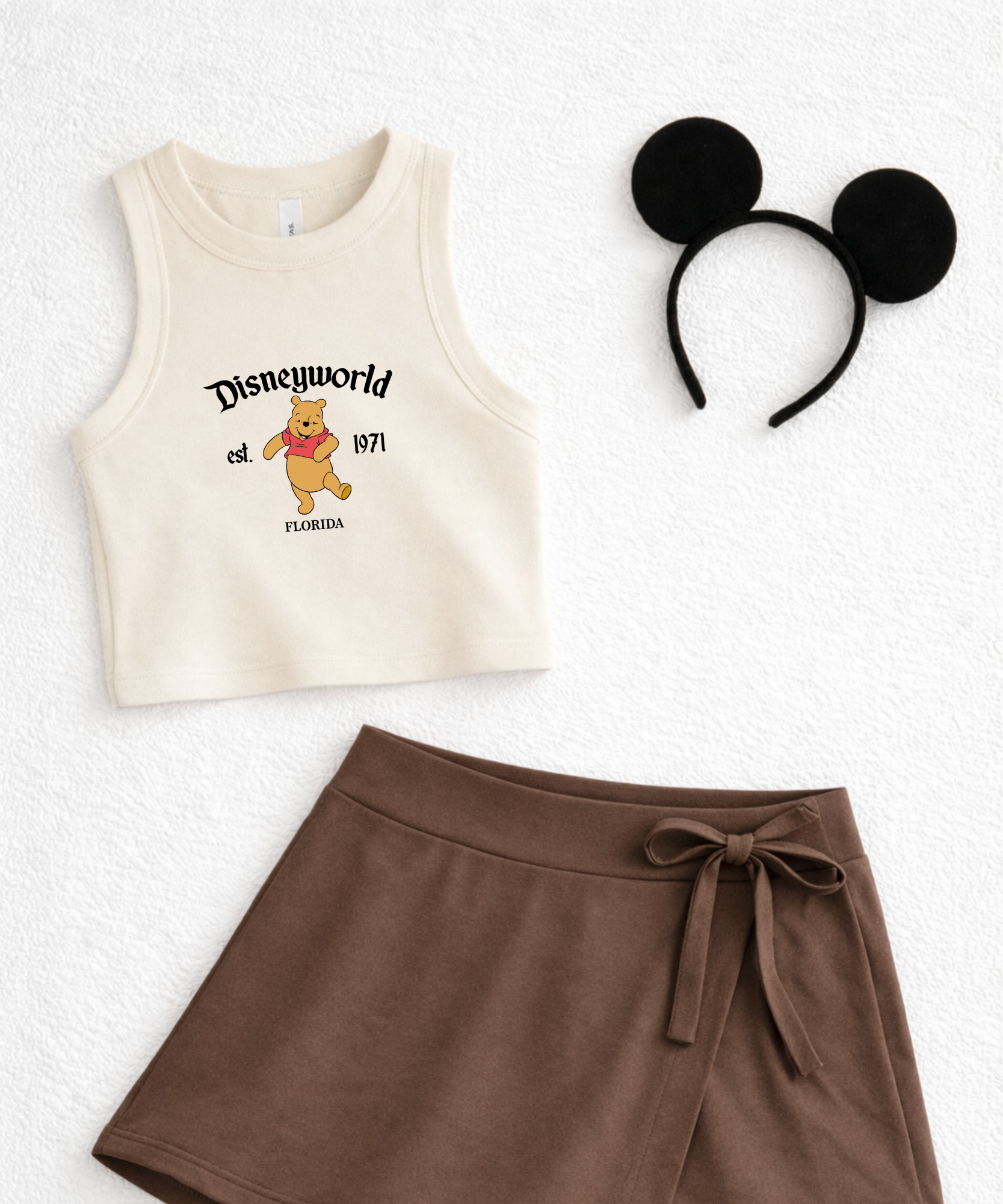 Pooh Florida Cropped Vest - White/Red/Natural
