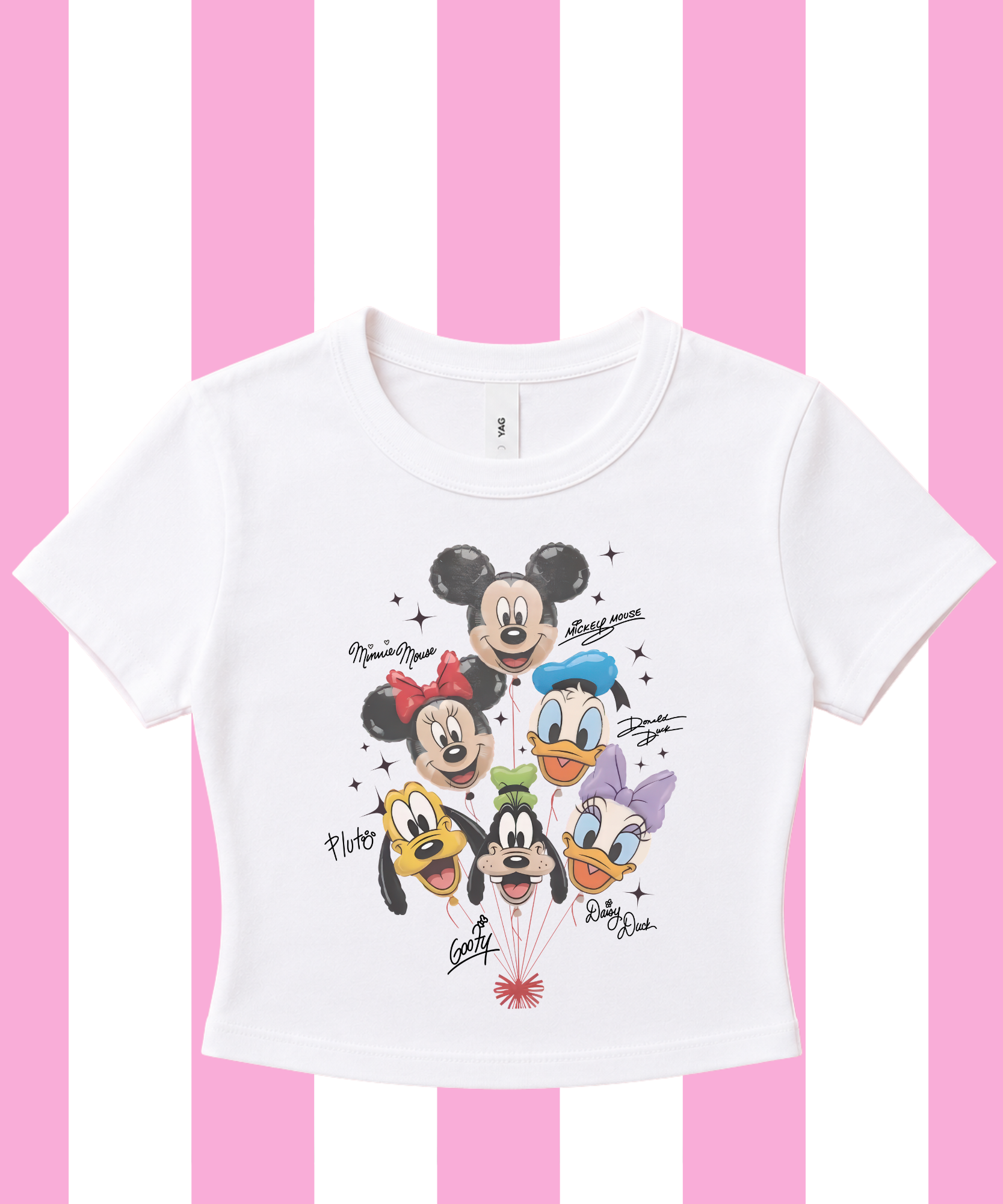 Mickey & Friends Balloons Cropped Tee/Cropped Vest