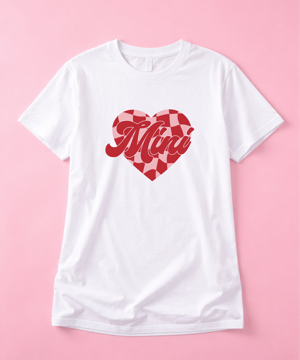 Mama & Mini Checkered Heart T-shirts - Matching