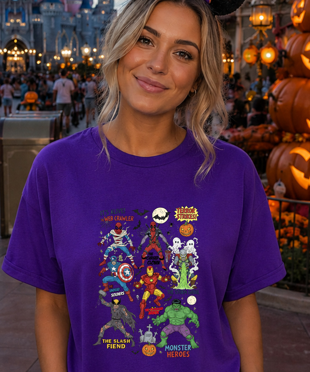 Superhero Halloween - Tshirt - White/Red/Purple