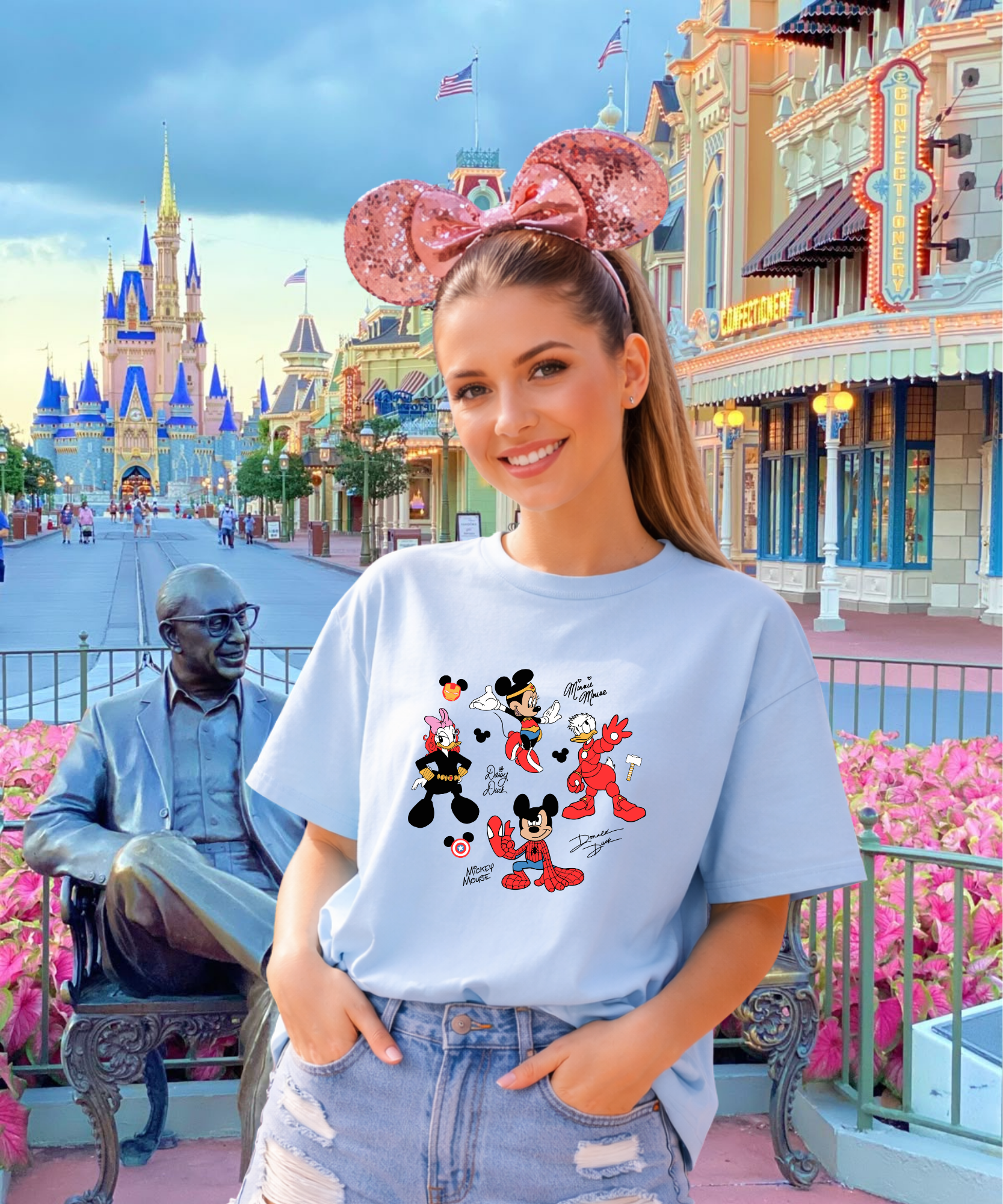 Mouse & Friends Heroes - Tshirt - White/Pink/Blue