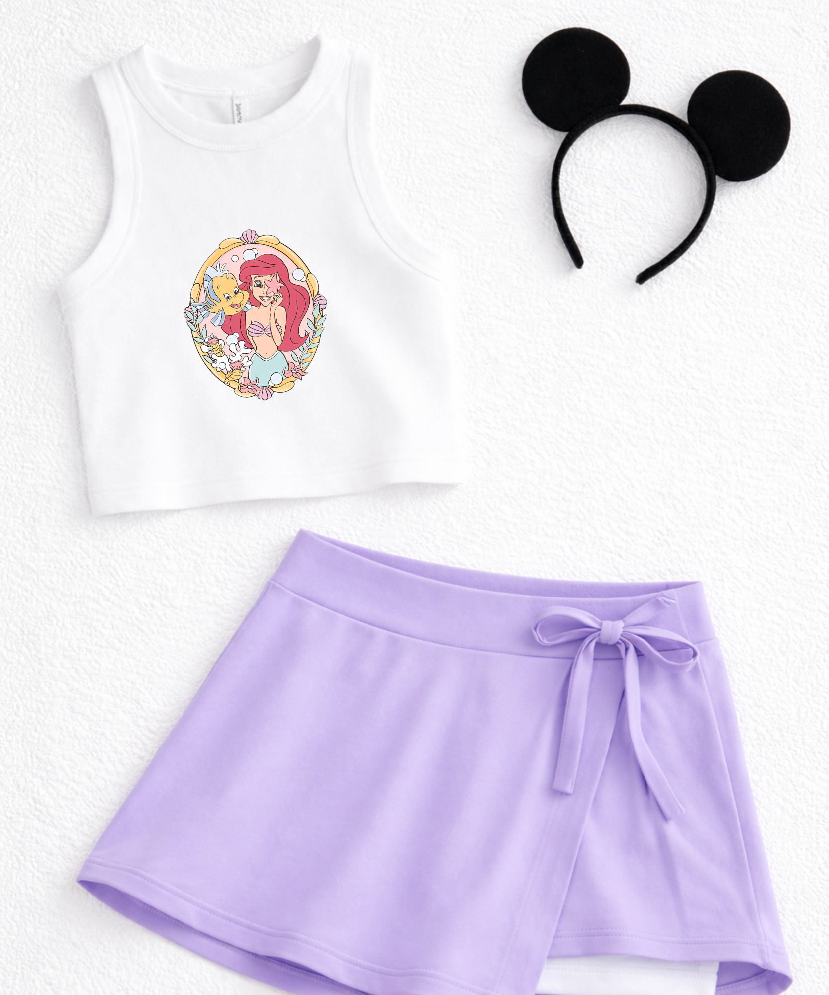 Ariel & Flounder - Cropped Tee/Cropped Vest - White