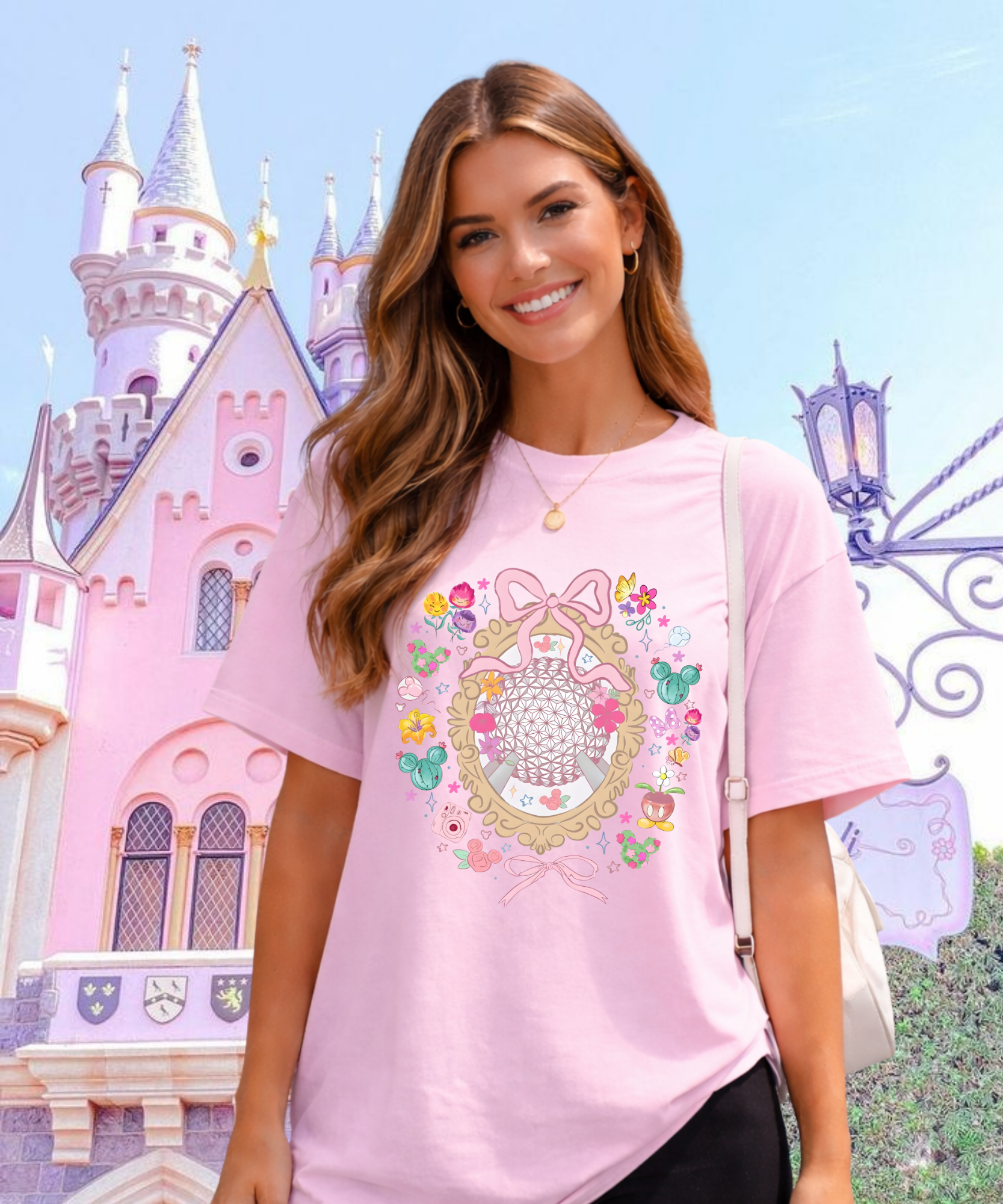 Epcot Flowers - Tshirt - Pink/Navy/Black