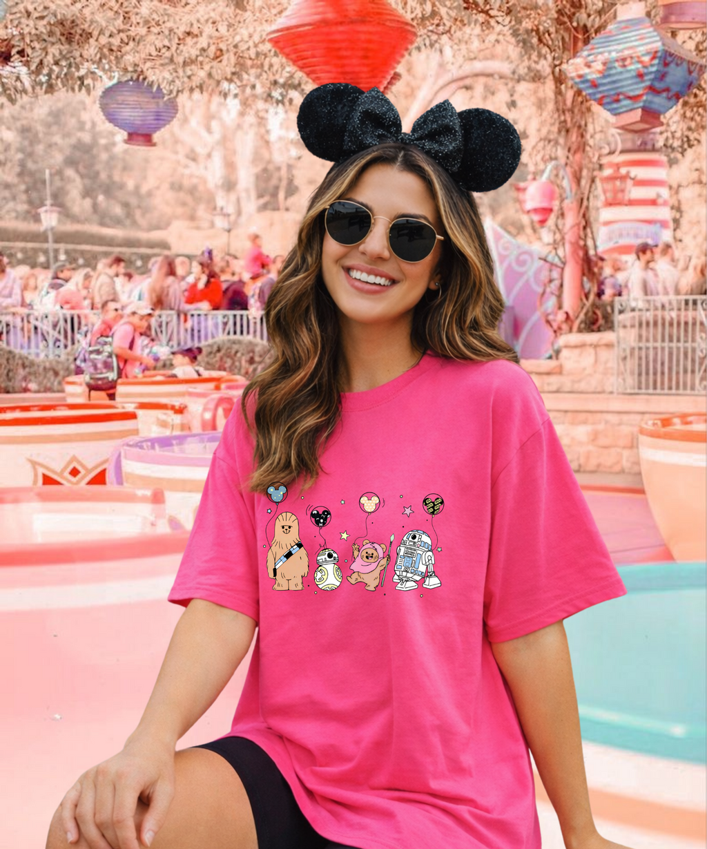 Chewie & Friends - Tshirt - White/Pink/Hot Pink