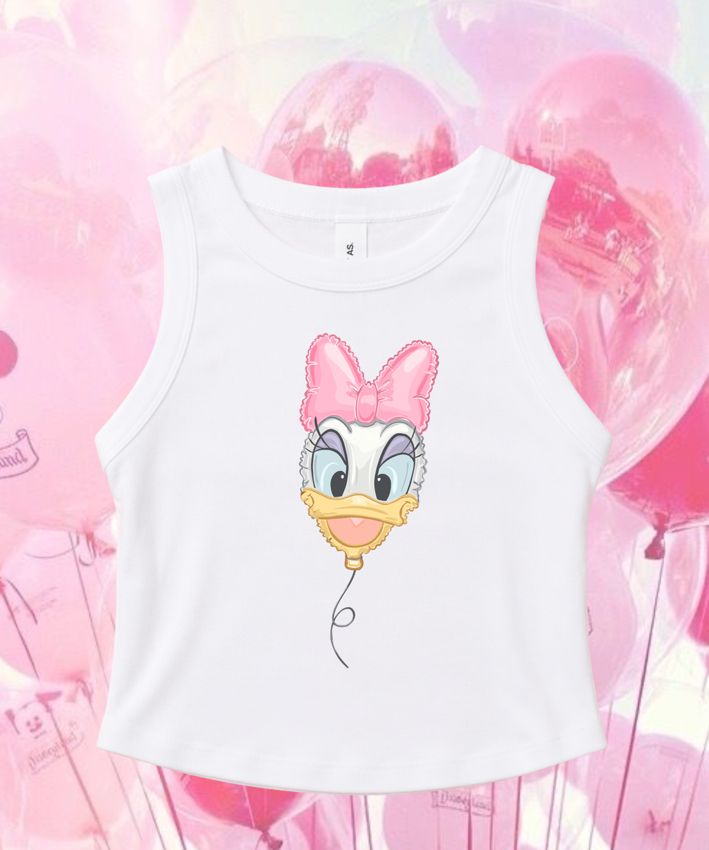 Donald/Daisy Balloons Cropped Tee/Cropped Vest - White