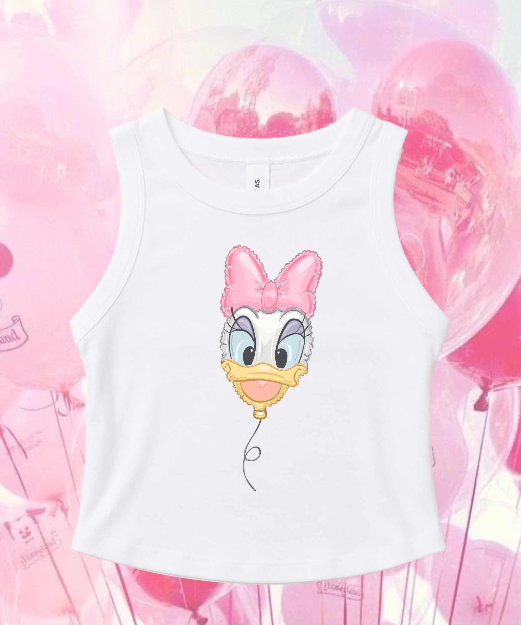Donald/Daisy Balloons Cropped Tee/Cropped Vest - White