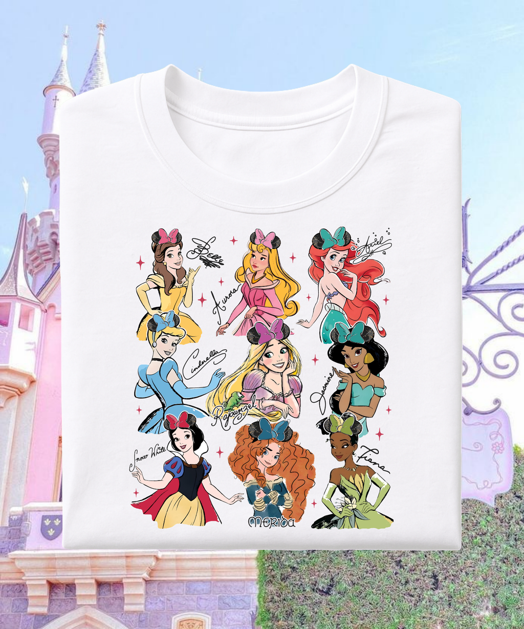 Princess & Names - Tshirt - White/Pink
