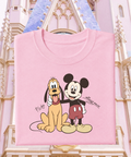 Pluto & Mickey - Tshirt - White/Pink/Blue/Daisy Yellow